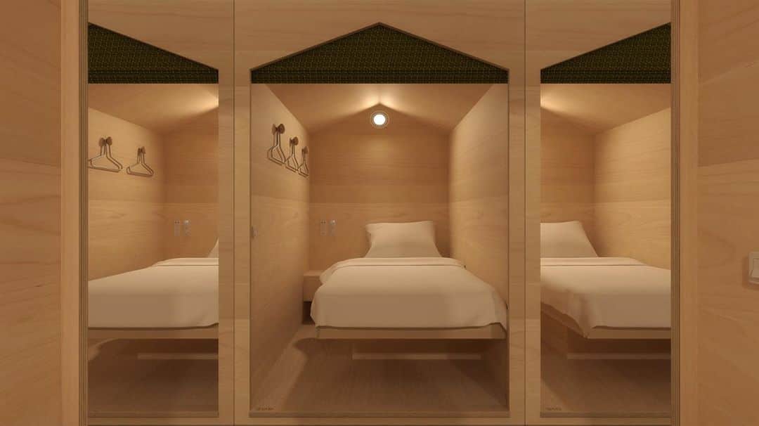 のインスタグラム：「Harri Koskinen designed a cupsule hotel, MAJA HOTEL Kyoto(@maja_hotel_kyoto ), located in the central Kyoto. The hotel comprises 60 capsules. The first floor of the hotel houses the first branch of the Cafe Aalto.  Grand opening is 21st Dec. can’t wait! ・ ハッリ・コスキネンがデザインし、12月21日に京都にオープン予定のカプセルホテル「マヤ ホテル キョウト」。 2タイプ、60の客室を備え、1階にはヘルシンキにあるカフェ「カフェ・アアルト」が日本に初上陸！ 今から楽しみ。 ・ Web記事「京都のデザインコンシャスな最旬ホテル」でも詳しくご紹介しています✅」