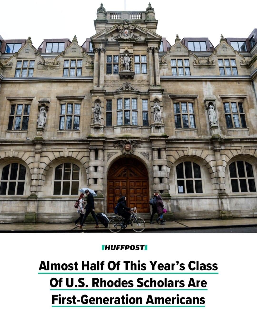 Huffington Postさんのインスタグラム写真 - (Huffington PostInstagram)「Incredible. 👏 This year’s class of American Rhodes Scholars isn’t just remarkable for their academic achievements and talents, but also their “extraordinary diversity,” the Rhodes Trust said, announcing the 32 U.S. winners of the 2020 scholarship. Minorities make up the majority of the group of American students chosen to attend at least two all-expenses-paid years at England’s prestigious University of Oxford, starting next fall. Nearly half the group are first-generation Americans, according to the trust. The winners also include Hera Jay Brown, the first transgender woman selected for the program, as well as two people who identify as nonbinary. // Head to the link in bio to learn more. // 📷: Getty Images」11月27日 6時20分 - huffpost