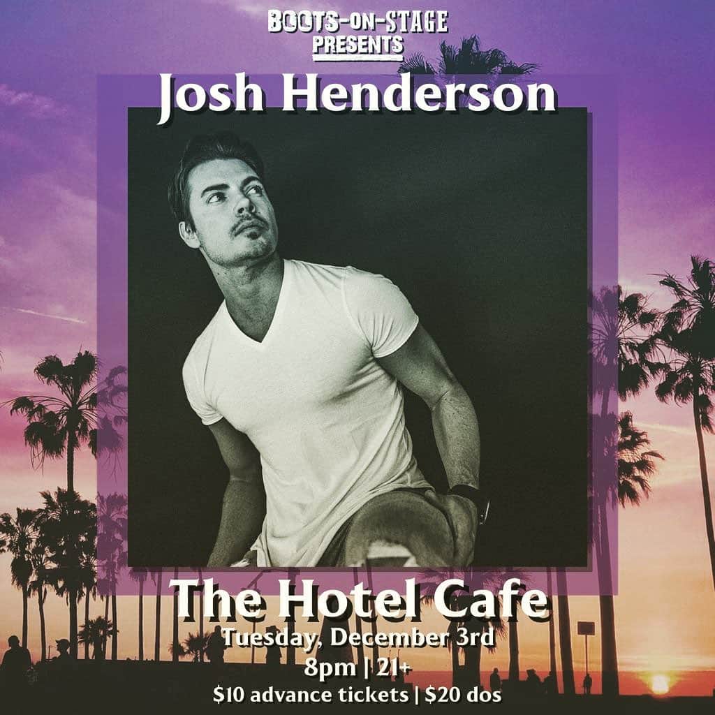 ジョッシュ・ヘンダーソンのインスタグラム：「Show is one week from today !! If any of y’all are in or around LA next tues Dec.3rd come check me out ! Should be a good show and a great hang. I go on at 8 🤠 $10 pre sale $20 at door. I’d get your tickets soon as it might Sell out ! 🎟 link in bio 🍻🎸」