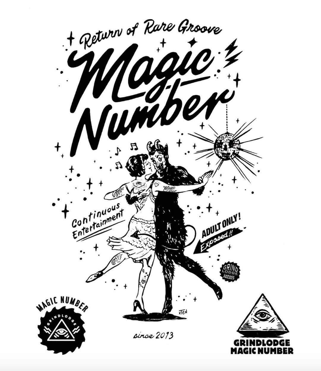 竹内朋康のインスタグラム：「いよいよ明日！ Magic Number vol.55 6th anniversary!!! Grindlodge によるシルクスクリーンと共にお待ちしてます！  元住吉はPowers 2にて🤘🤘🤘」