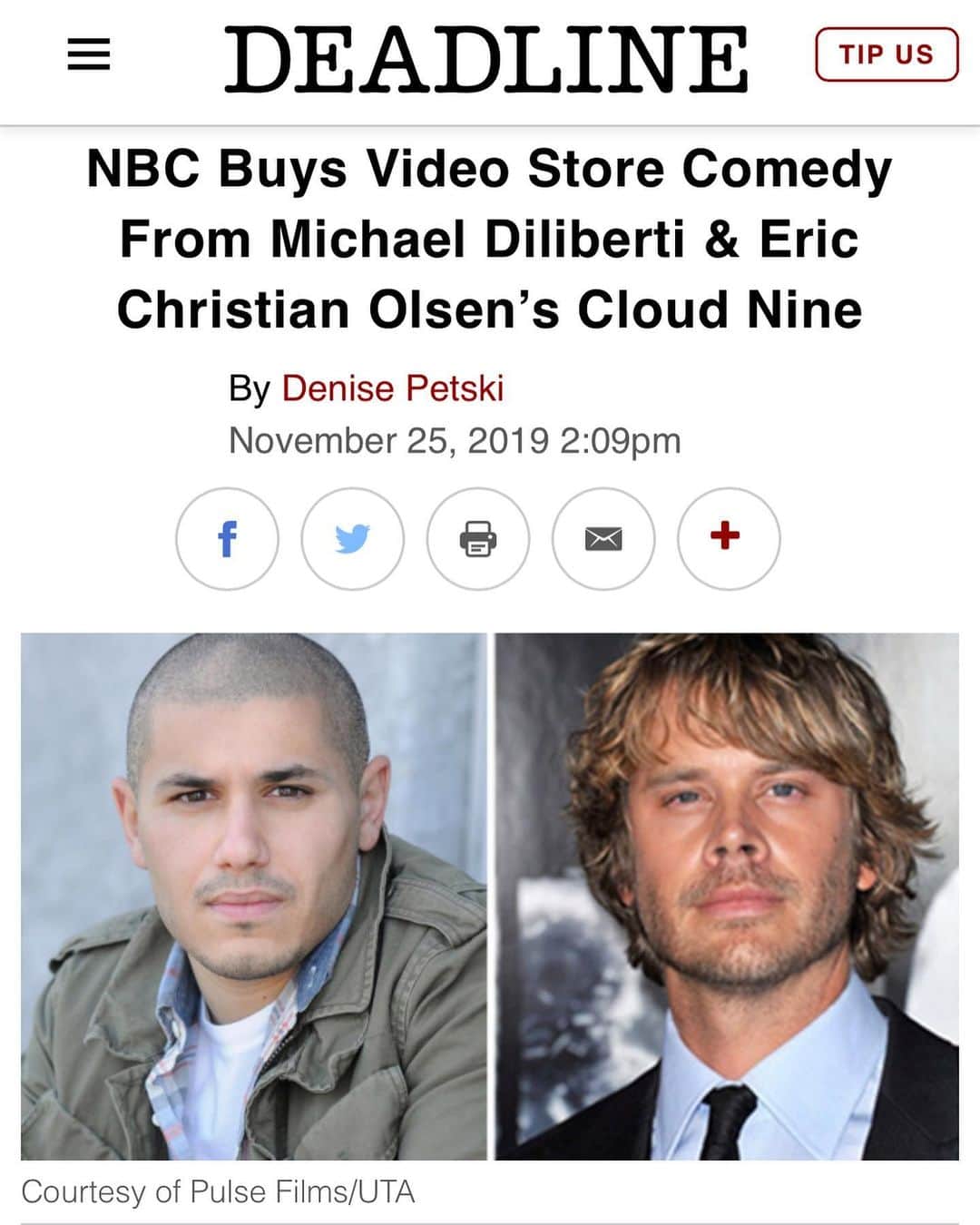 のインスタグラム：「For a lot of us that grew up in small towns the video store was our looking glass to the outside world. It was our passport, our art, our blueprint for friendship, and ultimately our guidebook for love. Micheal Diliberti has recreated that magic and tapped into that nostalgia and I'm so excited to be a part of it. Dream team with @cbstvstudios John, Kate, and Bryan Haas! Thanks @deadline for the love.」