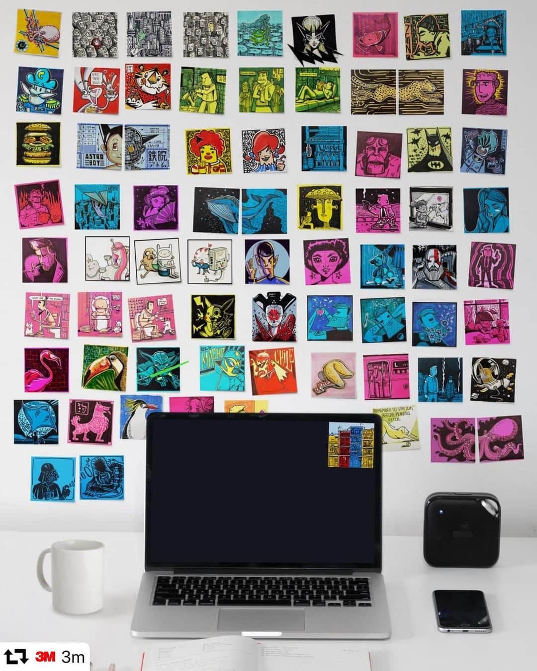 Post-it Brasilさんのインスタグラム写真 - (Post-it BrasilInstagram)「Como você ilumina seu espaço de escritório com inspiração? 💡 O designer @8bitsquares está comprometido a desenhar um doodle por dia em notas Post-it® durante um ano inteiro, e agora seus colegas de trabalho estão se juntando a ele🖍 Compartilhe o seu doodle com a gente!  #postitart #diversaonotrabalho  #repost @3m ・・・ How do you brighten up your office space with inspiration?🖋️🗒Product designer @8bitsquares is committing to one @Postit Note doodle a day for a full year, and now his coworkers are joining him.  #PostitNotes #PostitNoteart #office #doodle」11月27日 1時23分 - postitbrasil