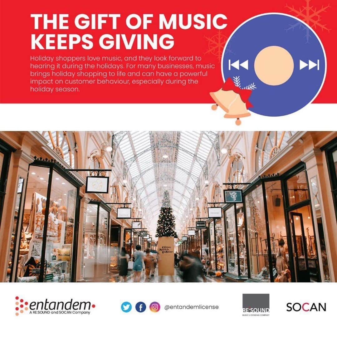 SOCANさんのインスタグラム写真 - (SOCANInstagram)「Have you seen @entandemlicense’s latest research study with @leger360 about the importance of holiday music to retailers? Link in bio」11月27日 3時18分 - socanmusic