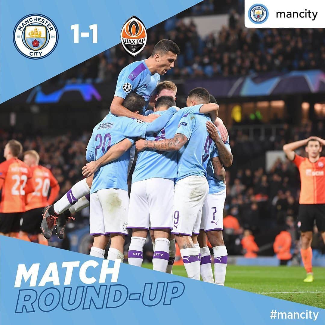 プレミアリーグさんのインスタグラム写真 - (プレミアリーグInstagram)「Man City reach the #UCL knockout stages 👊  #repost • @mancity Through to the next round 👌⁣」11月27日 14時48分 - premierleague