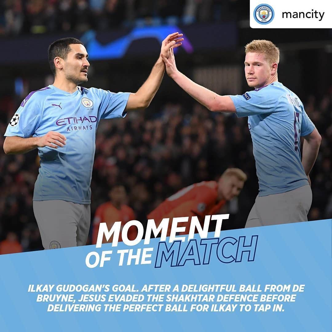 プレミアリーグさんのインスタグラム写真 - (プレミアリーグInstagram)「Man City reach the #UCL knockout stages 👊  #repost • @mancity Through to the next round 👌⁣」11月27日 14時48分 - premierleague