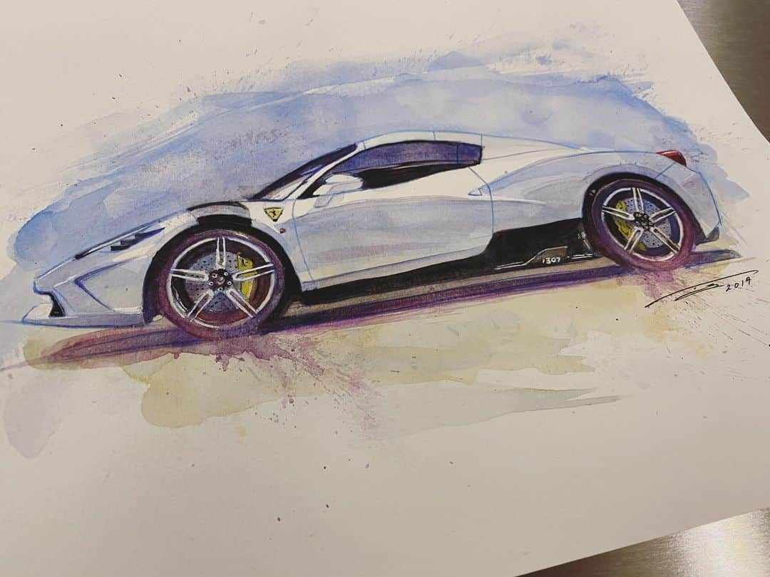 林俊傑さんのインスタグラム写真 - (林俊傑Instagram)「Thank you @doug_nr for the amazing drawing!  #458specialeaperta #smg1307 #stillmovingundergunfire」11月27日 10時21分 - jjlin