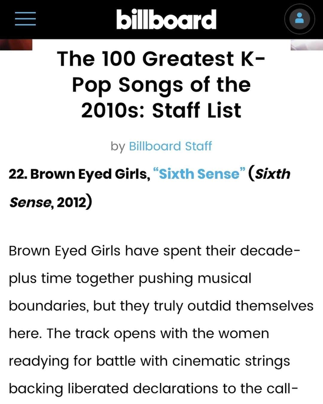 Brown Eyed Girlsさんのインスタグラム写真 - (Brown Eyed GirlsInstagram)「[NEWS] 브라운 아이드 걸스 'Sixth Sense'가 빌보드 스탭들이 뽑은 2010년대 최고의 K-POP 100곡 중 22위에 선정되었습니다.  #브라운아이드걸스 #BrownEyedGirls #BG #SixthSense #식스센스 #KPOP #billboard #빌보드 @billboard」11月27日 11時50分 - browneyedgirls_official