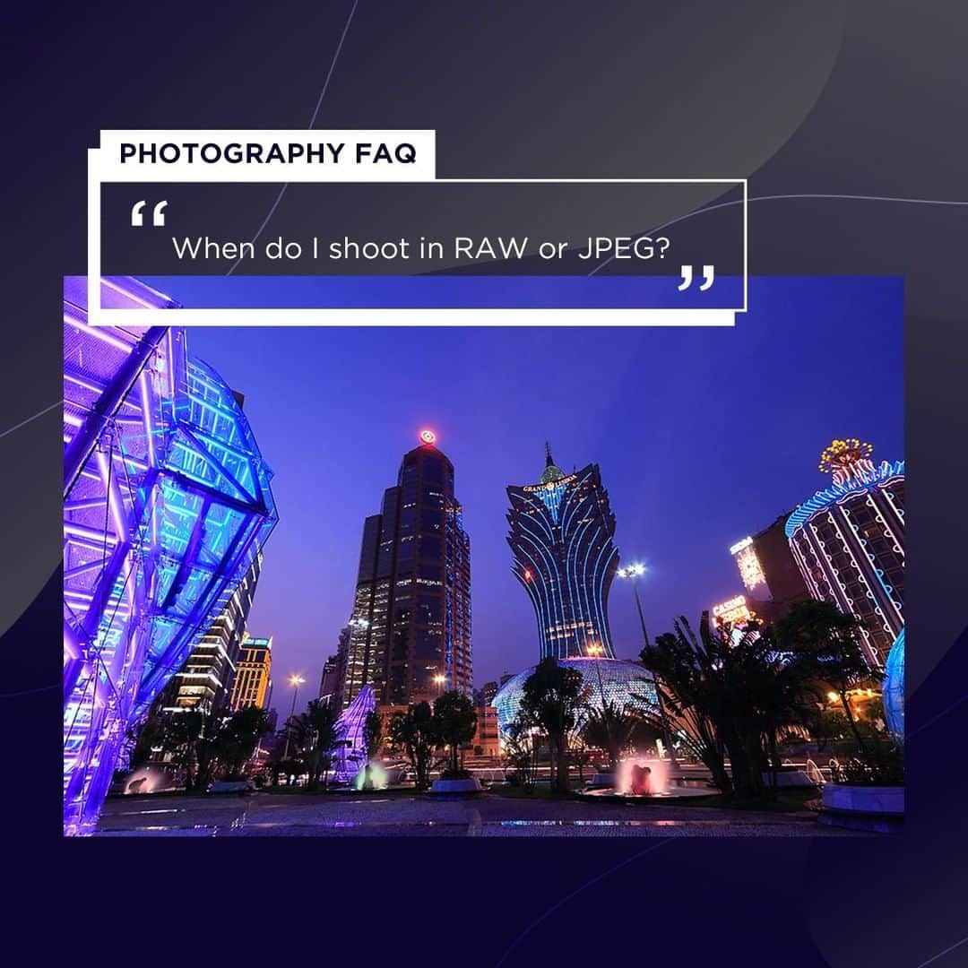 Canon Asiaのインスタグラム：「RAW or JPEG? Is one better than the other? 🤔 If you want to quickly 🏃 send photos to loved ones, shooting in JPEG helps save time ⏱️. Conversely, if you have a particular finish in mind 🧠, shooting in RAW allows more creative space for that.  Learn the pros and cons of JPEG and RAW, link in bio!  #canonasia #photography #photographytips #postprocessing #jpeg」