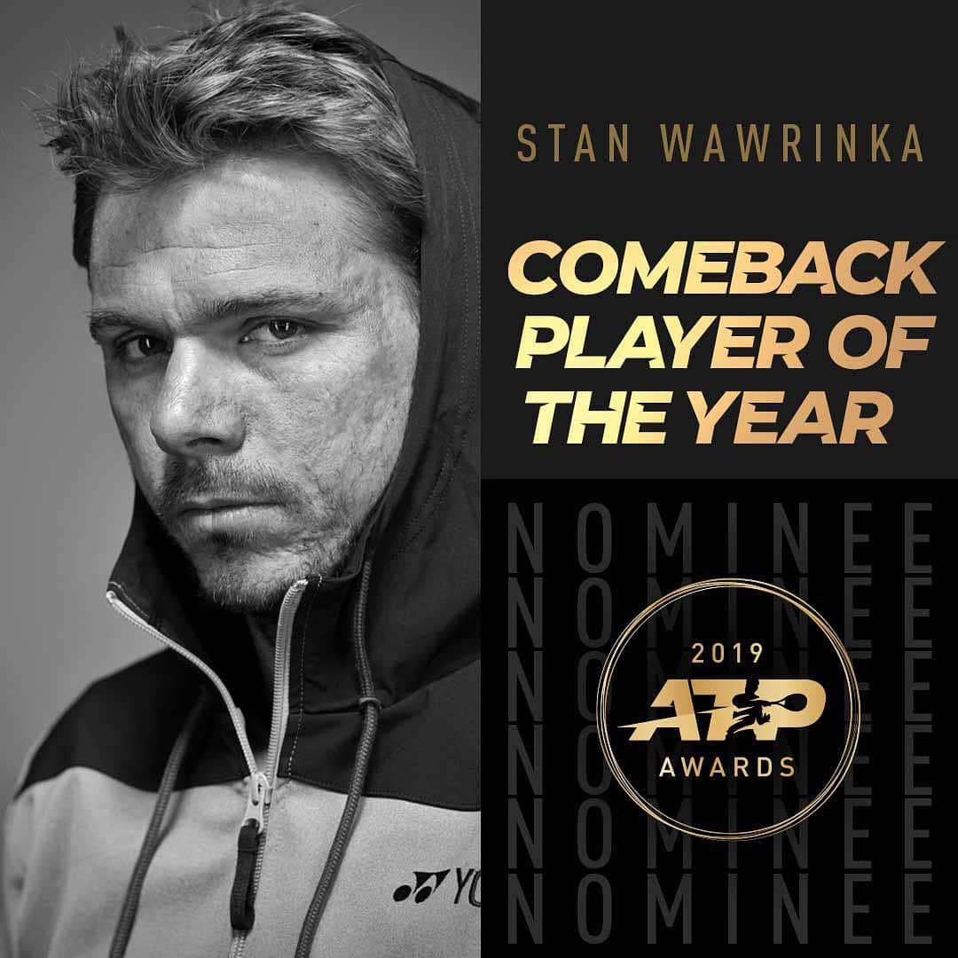 スタニスラス・ワウリンカさんのインスタグラム写真 - (スタニスラス・ワウリンカInstagram)「Im so happy to be nominated for the comeback of the year award this year at the @atptour Awards!! #ATP #ATPAwards #2019 #ComebackPlayerOfTheYear #TrustTheProcess」11月27日 22時29分 - stanwawrinka85