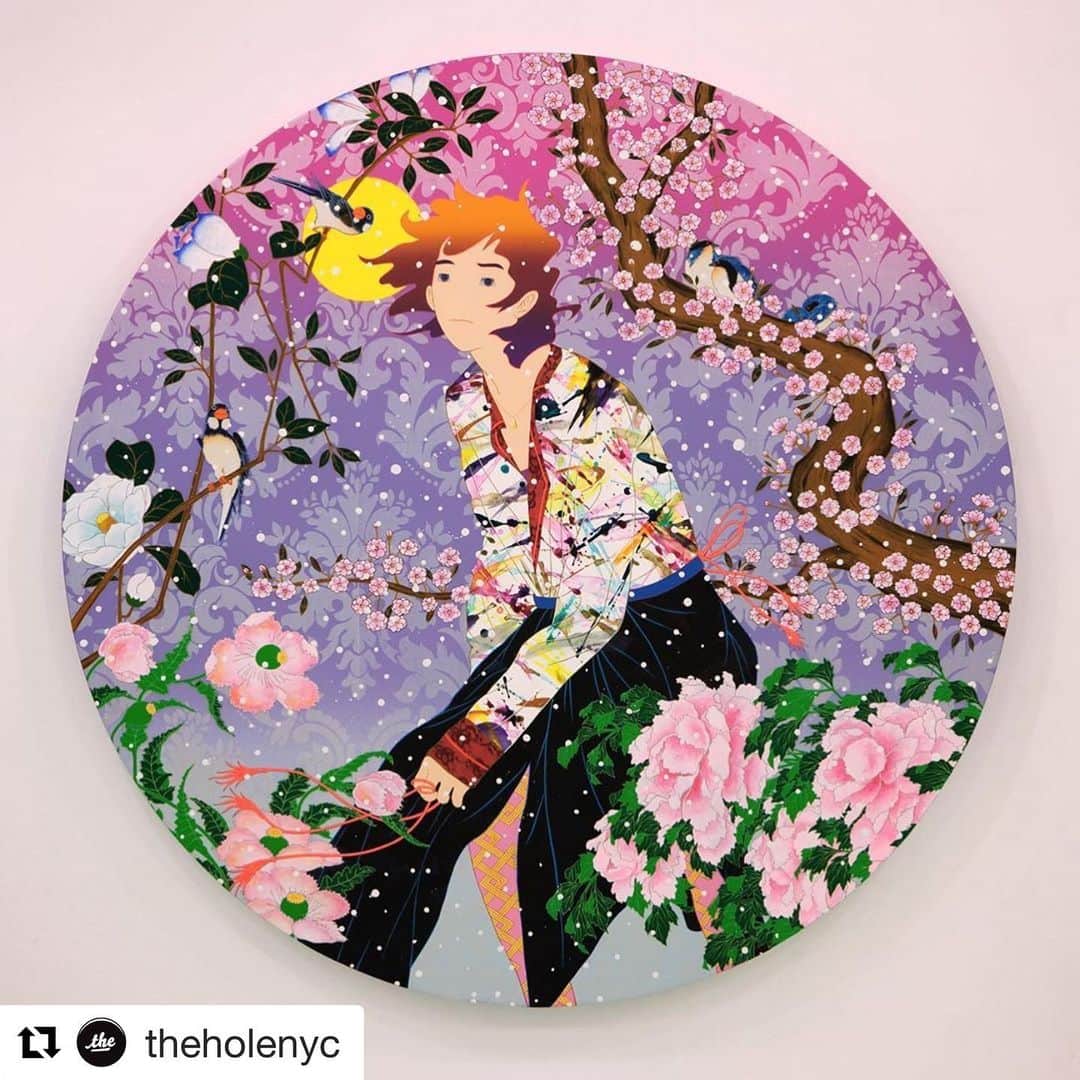 松山智一のインスタグラム：「While I’m in LA painting Mural, this happens from tomorrow in Copenhagen Denmark.  #Repost @theholenyc ・・・ Kathy Grayson has curated a show opening tomorrow in Copenhagen at Tania and Thomas Asbæk’s @_collaborations this is #TomokazuMatsuyama #HarumiYamaguchi #SusumuKamijo #KoichiSato and #MisakiKawai 🌸🌸🌸 #TomooGokita LAにいますがデンマークはコペンハーゲンで明日からグループ展が開催されます。」