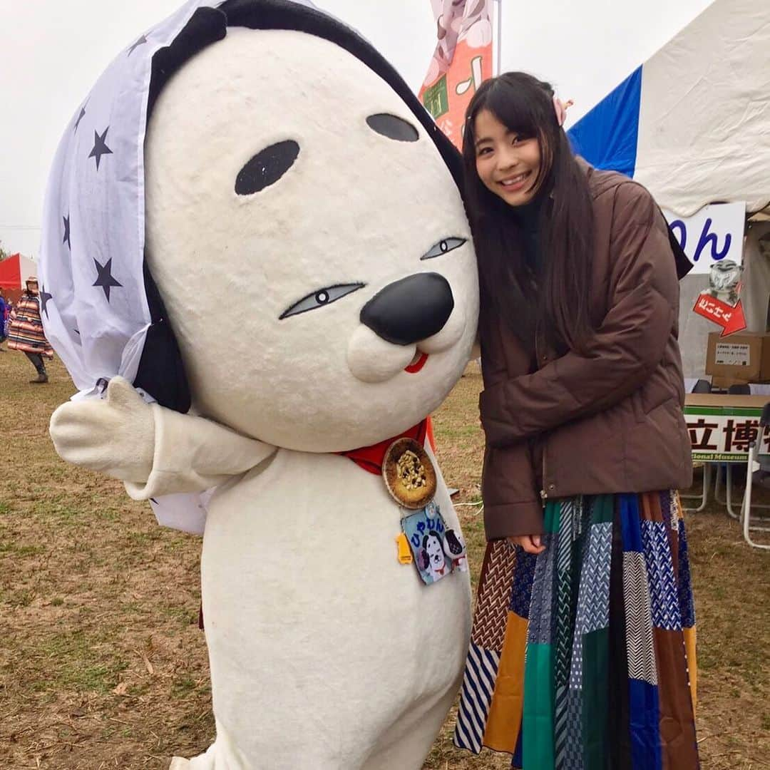 寺嶋由芙さんのインスタグラム写真 - (寺嶋由芙Instagram)「それで身を守れてるのかは謎だけど、とってもかわいい、ひやわん！ ・ 三重県名張市のわんこです、よく見ると、耳と耳の間、頭のてっぺんのとこに、ほそーい隙間があるのだけど、それは名張でよく見かける細い路地「ひやわい」を表してるんだとか(ﾟωﾟ) ・ #三重県 #名張市 #ひやわん #ひやわい #わんこ  #ご当地キャラ #はにゅはにゅ #世界キャラクターさみっとin羽生 #埼玉県 #羽生市 #羽生 #ゆっふぃー #アイドル #japaneseidol #idol #ゆるキャラ #yuruchara #吉祥物」11月28日 14時05分 - yufu_terashima