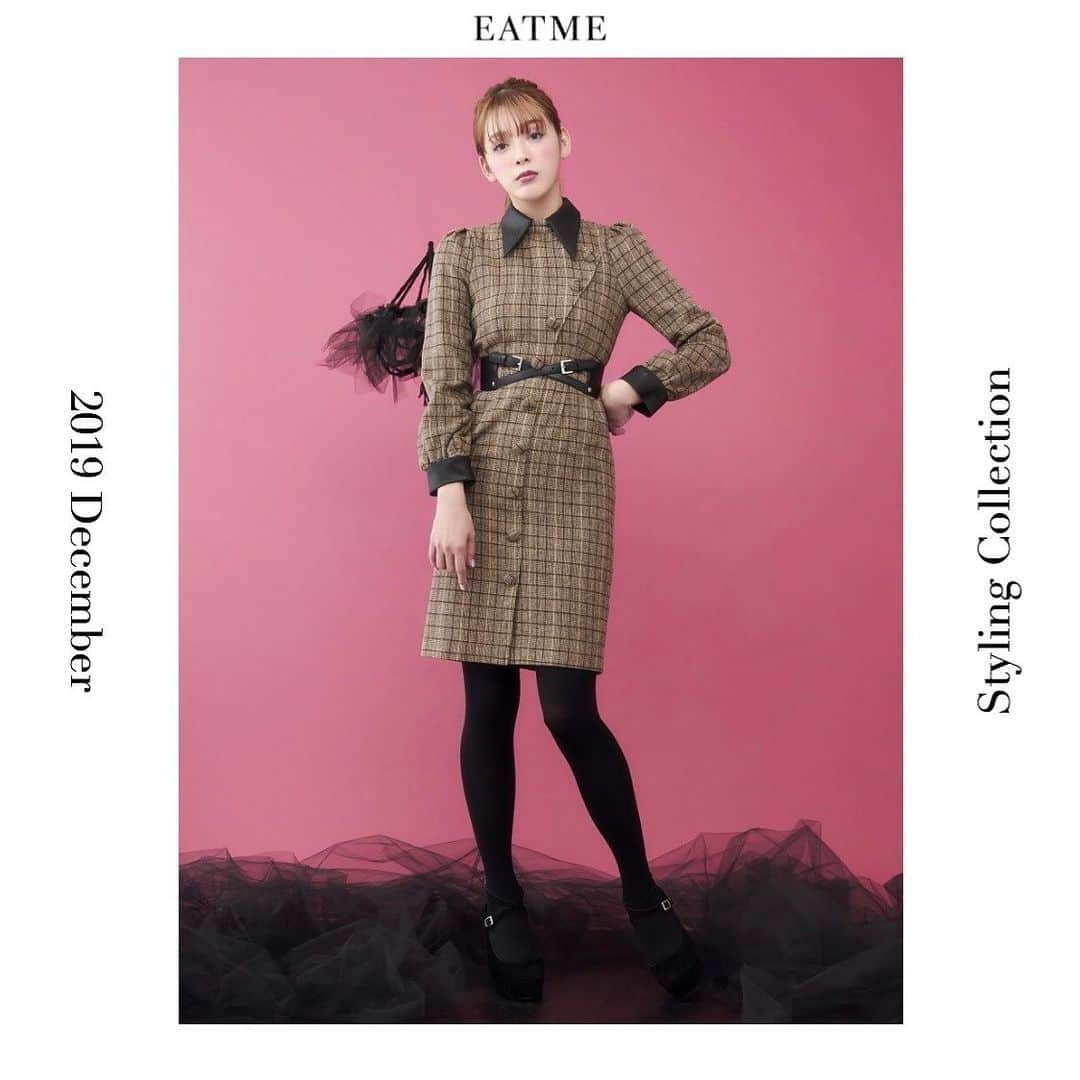 EATMEさんのインスタグラム写真 - (EATMEInstagram)「11.28 update… #EATME #DECEMBER #LOOK #COLLECTION #📖 #VINTAGEAFTERNOONTEA @maotin1019  身長🚺:169cm ベルト、パンプス➡︎発売中 ワンピース➡︎12月発売予定 ソックス➡︎参考商品 . フェイクレザーシャツカラータイトワンピース（ #ONEPIECE ） ¥14,000（＋tax） COLOR🎨:CML.BLK SIZE📐:S.M . フェイクレザークロスベルト（ #BELT ） ¥4,600（+tax） COLOR🎨:BLK . クロスストラップパンプス（ #PUMPS ） ¥13,000（+tax） COLOR🎨:BLK.PPL.BLU SIZE📐:S（22.5cm) M（23.5cm）、L（24.5cm） . #EATME_COLLECTION #EATME #eatmejapan #イートミー」11月28日 14時14分 - eatme_japan