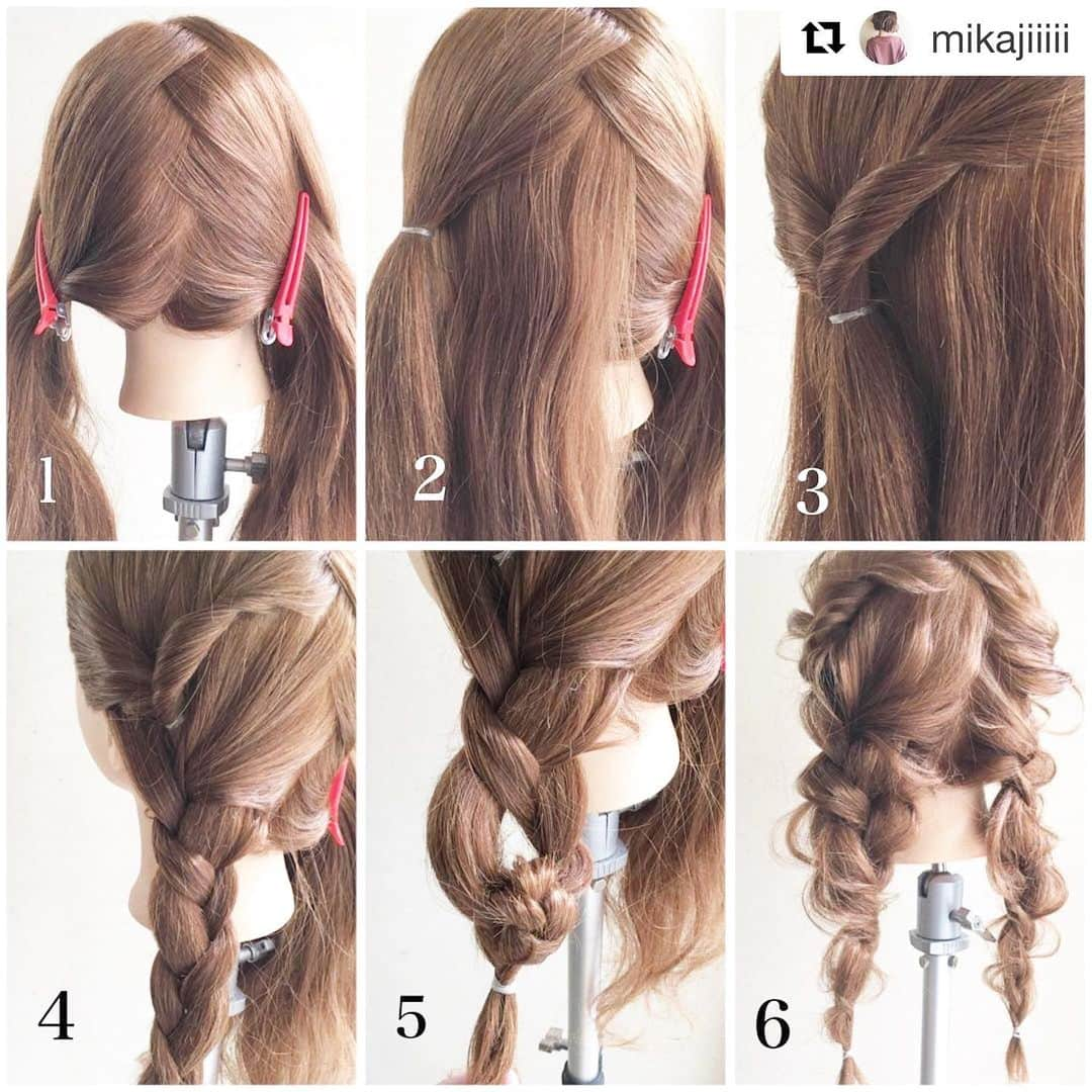 kingmetal23 ヘアアレンジさんのインスタグラム写真 - (kingmetal23 ヘアアレンジInstagram)「#Repost @mikajiiiii with @get_repost ・・・ ピンなし、くるりんぱアレンジ🎀  キャップに合わせても可愛いアレンジです☺︎ 1.左右２つにわけます。今回はジグザグに分けてます。  2. 上部分をゴムで結びます。  3.くるりんぱします。  4.下部分の髪の毛を三等分して三つ編みしていきます。  5.ゴムでくくってから三つ編みのまんなかでくるりんぱします。 片側も同じことを繰り返します。  6.全体にほぐして完成です(❁ᴗ͈ˬᴗ͈) #ヘアアレンジ#美容師 #美容院#神戸#美容室#ロカリ#兵庫#三宮#元町#トアウエスト#栄町#姫路#垂水#三田#西宮#神戸美容室#アントテン#antten#簡単アレンジ#ヘアアレンジ解説 #ヘアアレンジ動画 #簡単ヘアアレンジ #アレンジ動画 #アレンジ解説 #ロカリヘア#updo#大人かわいい」11月28日 21時50分 - kingmetal23