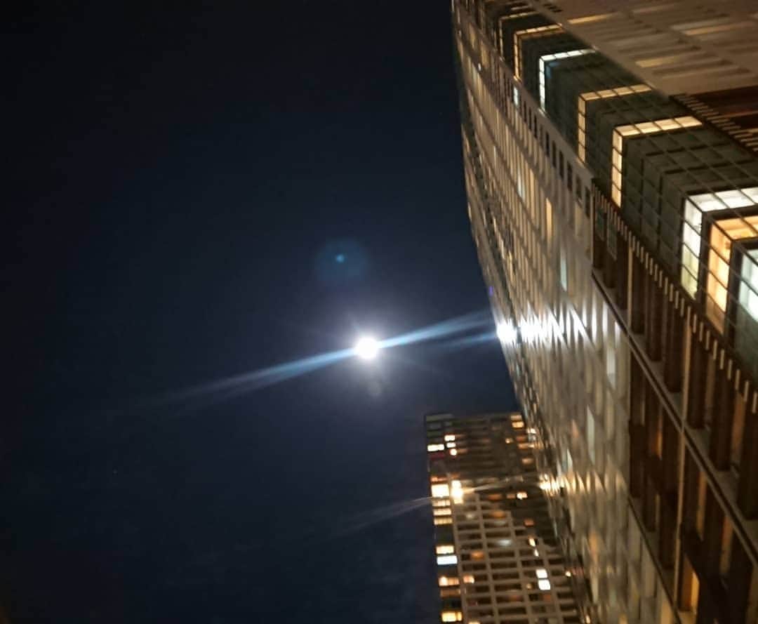 松坂南さんのインスタグラム写真 - (松坂南Instagram)「月が綺麗✨  だけど、都会の空は建物に押されて ちょい窮屈そう💦  #lovethesky☁️」11月29日 0時22分 - minami_matsuzaka