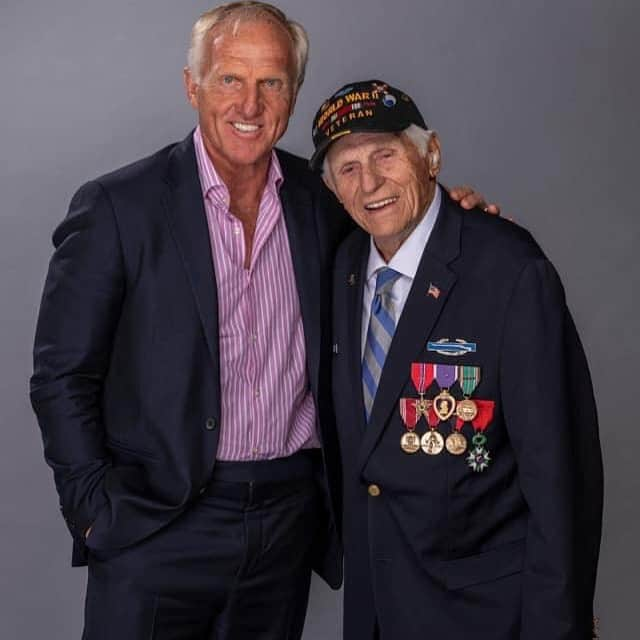 グレグ・ノーマンさんのインスタグラム写真 - (グレグ・ノーマンInstagram)「On this Thanksgiving Day we all have much to be thankful for. But for me today I am especially thankful to call this WWII hero Steve Melnikoff a friend and to wish him a happy 100th birthday. He and his colleagues - many paying the ultimate sacrifice - gave us our freedom we enjoy today and every day. Happy 100th mate have a great day with your family. Love you, god bless you and god bless all the men and women in uniform who protect us.」11月29日 1時23分 - shark_gregnorman