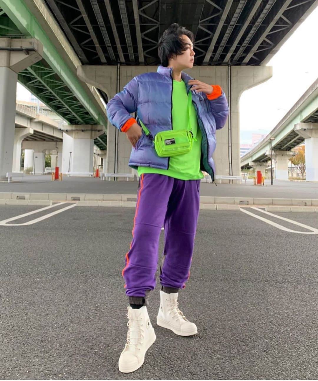 ジョージジーナ&ルーシーのインスタグラム：「DONT FORGET OUR BLACK WEEK SPECIAL! Save 40% on our whole collection 💚 Be fast before our best sellers are sold out again.  @dimda_ is wearing our “Love Letter” • • • • • #georgeginalucy #gglsquad #outfit #streetstyle #streetfashion #streetwear #35mm #neon #japan #ambush #converse #hypebeast #highsnobiety #wiwt #menswear #menafashion #tokio #tokyo #simplefits #kicksonfire #modernnotoriety #blackfriday #basementapproved」