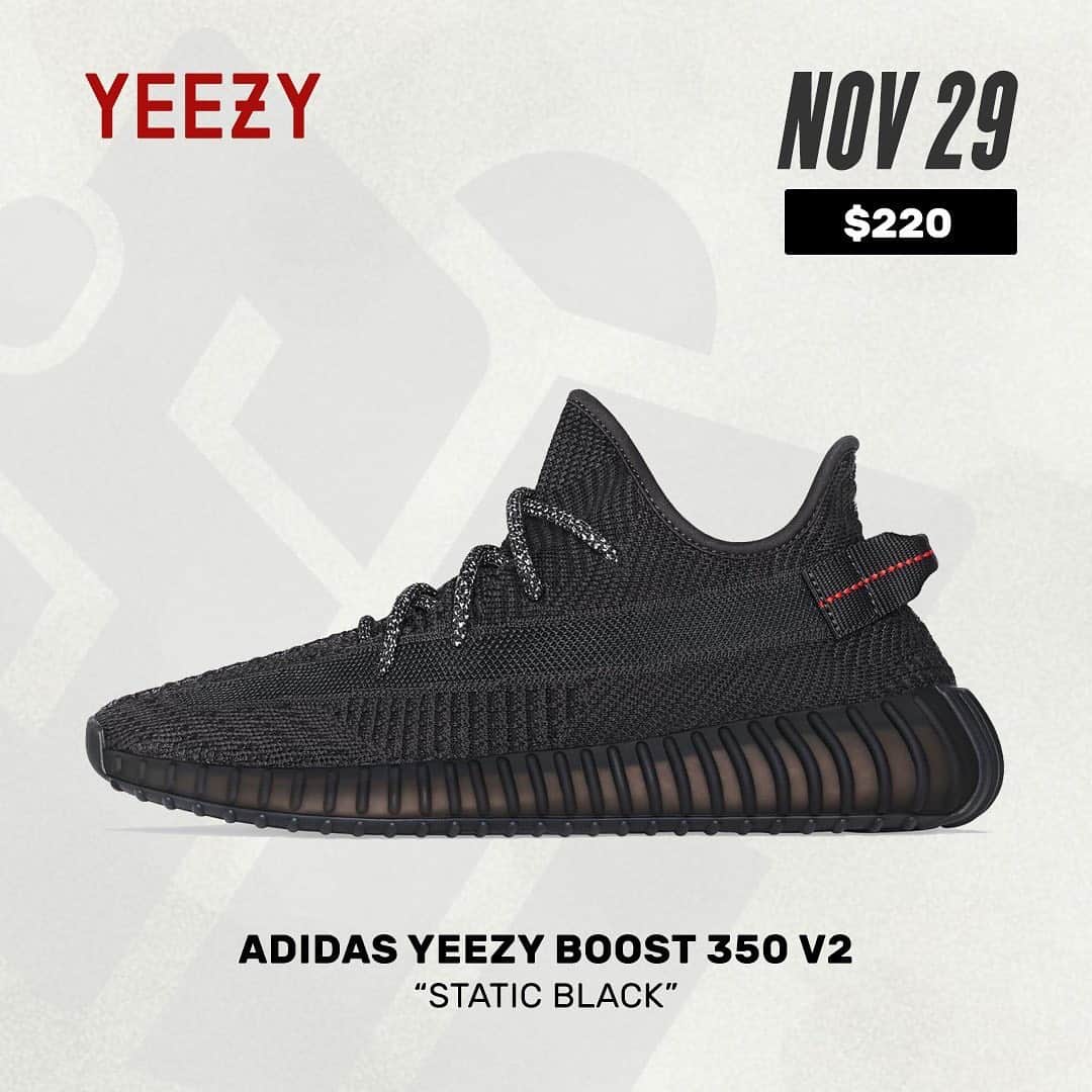 Sneaker Newsさんのインスタグラム写真 - (Sneaker NewsInstagram)「#SNReleaseAlert : The adidas Yeezy Boost 350 v2 "Static Black" is set for a re-release on this upcoming Black Friday. Link in bio to see our store/raffle list.」11月29日 8時12分 - sneakernews