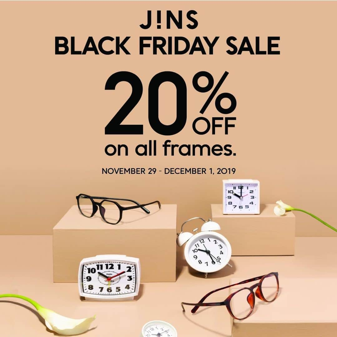 JINS PHILIPPINESさんのインスタグラム写真 - (JINS PHILIPPINESInstagram)「Hey, It’s BLACK FRIDAY! And here’s our treat for you!! Enjoy 20% OFF on all frames. Promo runs November 29 - December 01, 2019. It’s time to find your #JINSPerfectPair 😎 . . . . #JinsPerfectPair #jinseyewear #opticalph #jinsphilippines #stylisheyewear #eyeglassesph #eyefashion #fashionableglasses #fashionableeyewear #sunglassesph #eyewearph #designerglasses #smnorthedsa #smaura #smmakati #robinsonsplacemanila #smmegamall #blackfriday」11月29日 9時41分 - jins_philippines