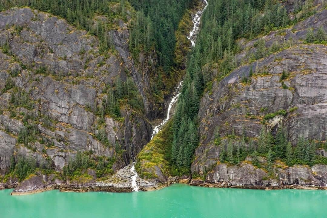 National Geographic Travelさんのインスタグラム写真 - (National Geographic TravelInstagram)「Photo by @KristaRossow | The rugged granite landscape of Southeast Alaska dwarfs a waterfall cascading into the teal-colored glacial water of LeConte Bay. For more images from around the world, follow me @KristaRossow. #Alaska #wilderness」11月29日 10時09分 - natgeotravel