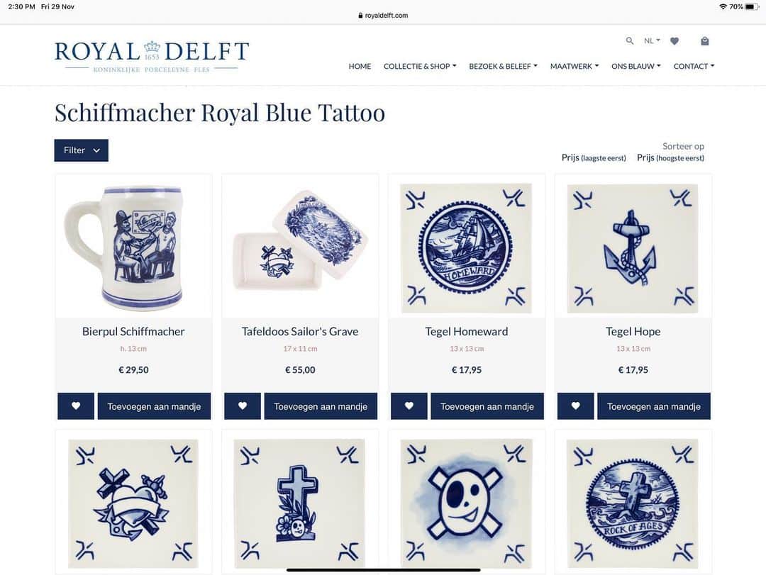 アムステルダム・タトゥー・ミュージアムのインスタグラム：「My Delft blue collection is now online at Royaldelft.com 💙 @royaldelft_official」