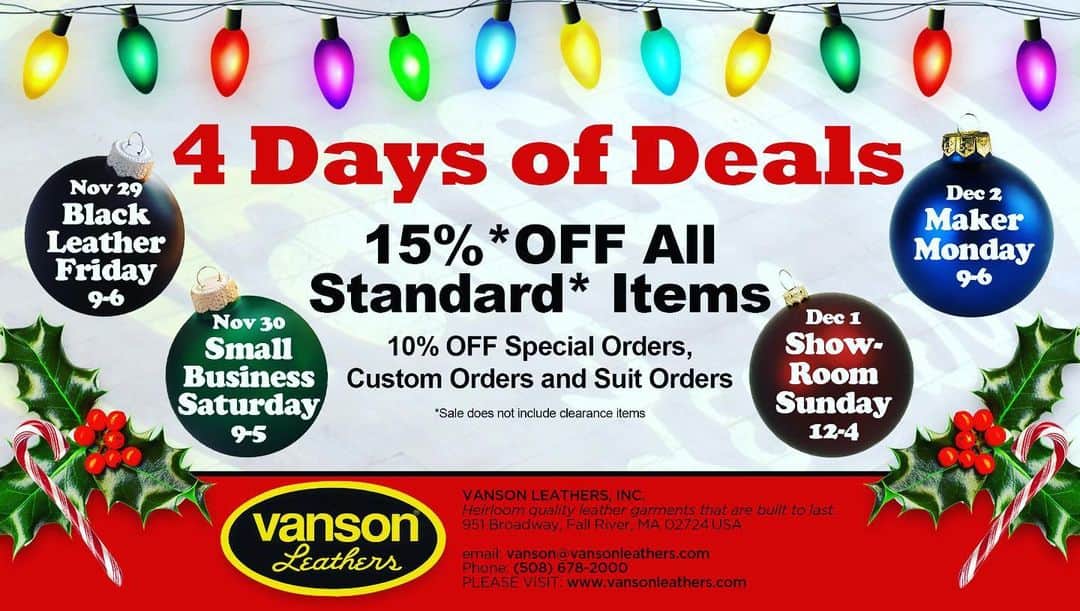 のインスタグラム：「Happy Thanks Giving Season! #blackfriday #smallbusinesssaturday #showroomsunday #makermonday #leathers #vansonleathers」