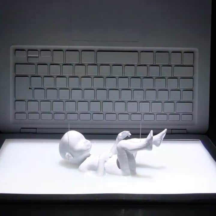 草野絵美のインスタグラム：「Instababy Generator (2019) . My latest artwork with @jun1chi 🚼 .  先週、オーストラリアで行われた #SIGGRAPHAsia2019 で発表した作品です。世界中どこにいても、どんな商品でも瞬間的に手に入るようになった世の中で、子どもまでもバイオプリントされる世界になったらどうなるのか？そんな妄想を @jun1chi と作品にしました。制作過程でのリサーチの話はまたどこかで書きます。 . Instababy Generator (2019) Now that human genome editing is possible, we face the ethical dilemma of designer baby. And in the near future, if it becomes a more convenient and fashionable trend to make designer baby, how will people's morals change?Today, with the spread of social media and e-commerce, it has become possible to purchase products you love at a reasonable price instantly from all over the world. Furthermore, with the development of digital fabrication technology, the time will come for everyone to create custom-made products.This art work is an installation that expresses the future in which users can manufacture designer's babies themselves. You can design, customize, buy and manufacture your baby with your favorite gene on your laptop.If your child's health, IQ, appearance, etc. can be controlled with this keyboard, what will you prioritize?  #designersbaby #bioprinting #siggraph #crisprcas9」