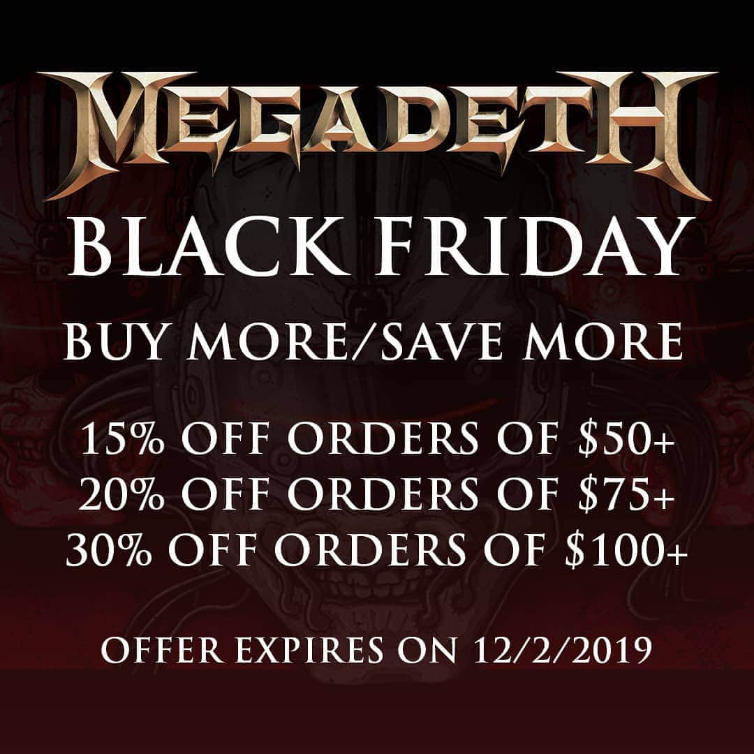 Megadethさんのインスタグラム写真 - (MegadethInstagram)「MEGADETH MERCH. #BLACKFRIDAY sale on NOW! megadethshop.com (link in bio)」11月30日 8時57分 - megadeth