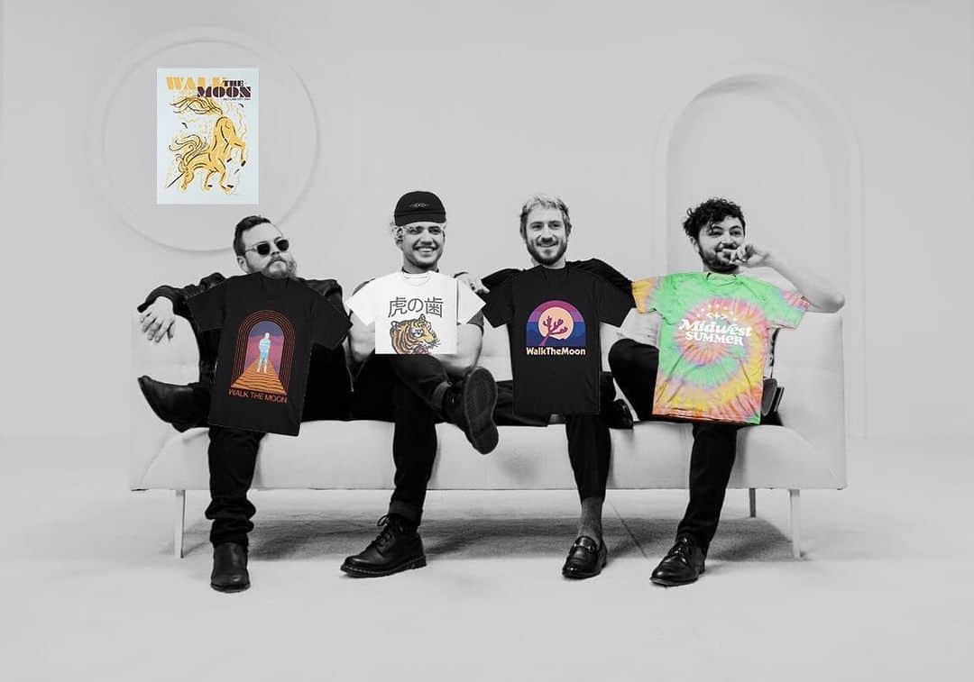ウォーク・ザ・ムーンのインスタグラム：「hi we’re walk the moon, we’re from ohio, and we’ve got black friday deals for you. tons of new stuff + markdowns on moonthreads + omg posters for $10 for all your WTMerch needs, secret santa and otherwise. crush some leftovers and head to our online store before 12.2.19. link in story.」