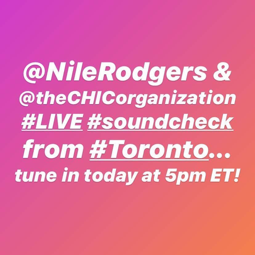 ナイル・ロジャースさんのインスタグラム写真 - (ナイル・ロジャースInstagram)「@NileRodgers & @theCHICorganization #LIVE #soundcheck from #Toronto... tune in today at 5pm ET!」11月30日 5時35分 - nilerodgers