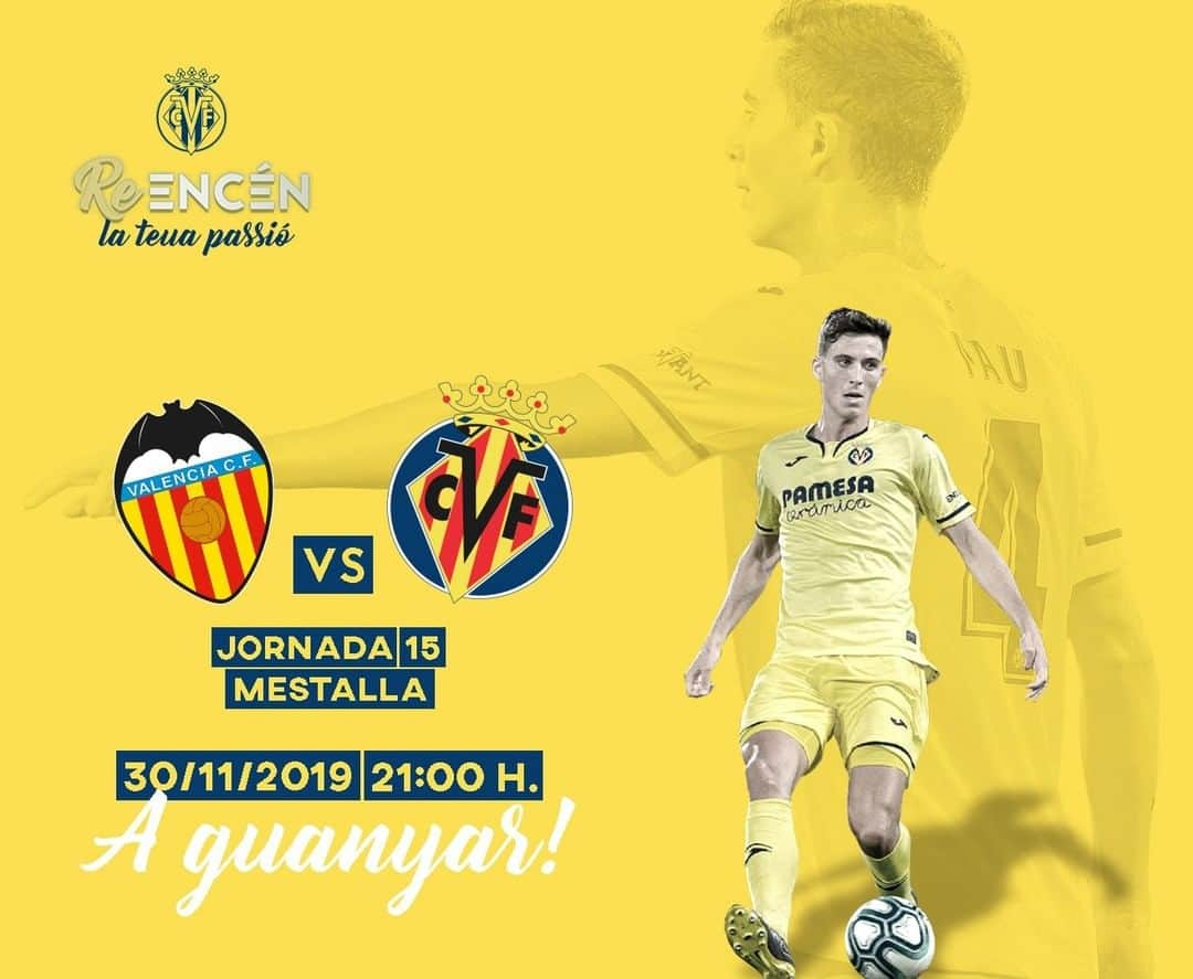 ビジャレアルCFさんのインスタグラム写真 - (ビジャレアルCFInstagram)「¡Día de derbi 💛⚽️! 🆚 @valenciacf ⌚️ 21.00h 🏟️ Mestalla 🏆 @laliga 📆 Jornada 15 📺 @movistarplus 📱 #valenciavillarreal .  Derby day 💛⚽️! 🆚 @valenciacf ⌚️ 9pm CER 🏟️ Mestalla 🏆 @laliga 📆 Matchday 15 📺 @movistarplus 📱 #valenciavillarreal」11月30日 17時00分 - villarrealcf