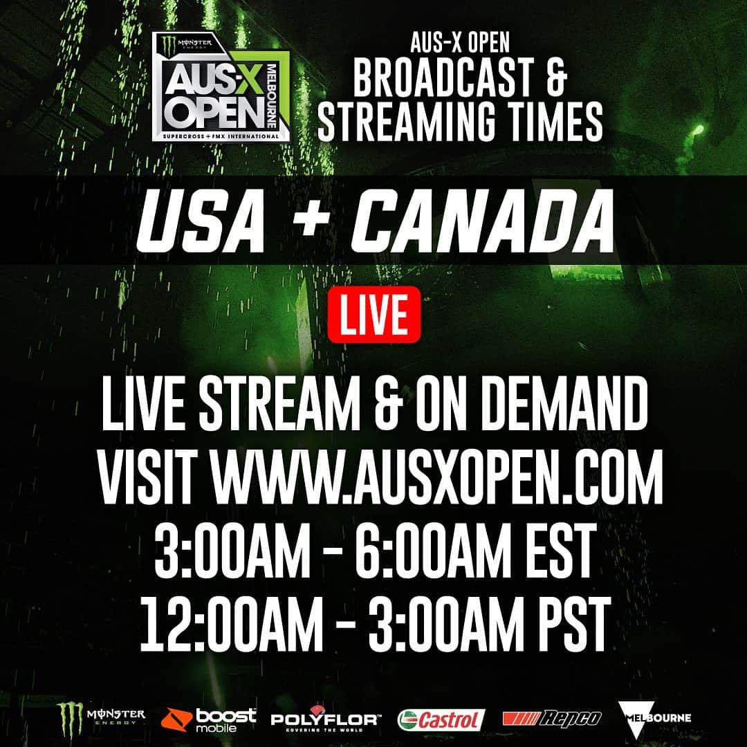 Racer X Onlineさんのインスタグラム写真 - (Racer X OnlineInstagram)「Watch the Aus-X Open LIVE at 3am Eastern 📺 #LinkInBio to find out how #Supercross #Australia #LIVE #Racing」11月30日 14時32分 - racerxonline
