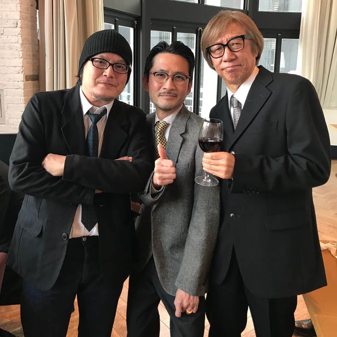 江口寿史のインスタグラム：「新保信長さん囲むおれとしりあがり寿さん。」