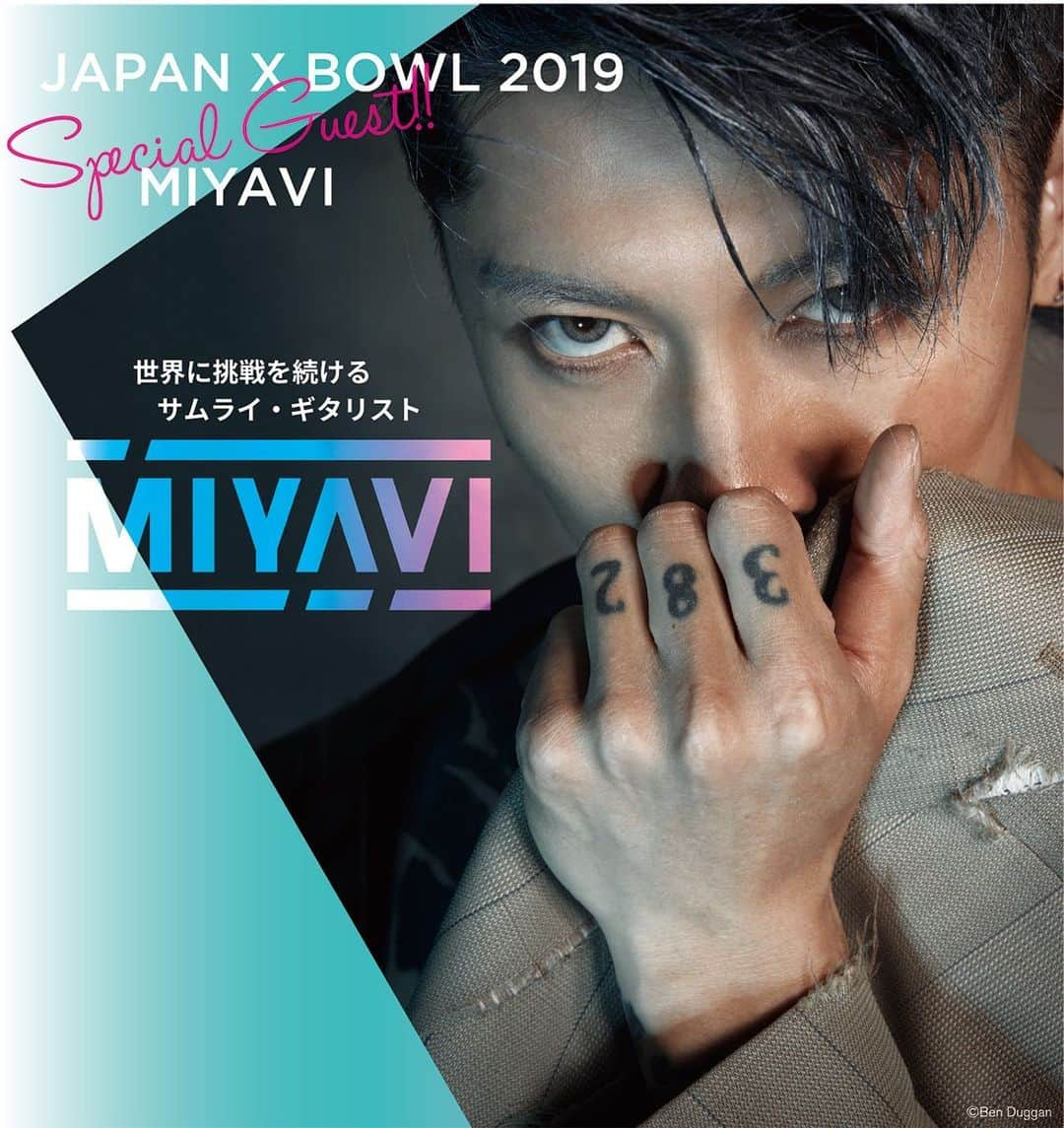 MIYAVI（石原貴雅）さんのインスタグラム写真 - (MIYAVI（石原貴雅）Instagram)「@miyavi_ishihara 12月16日開催　JAPAN X BOWL 2019 ハーフタイムショー出演決定‼️ 詳細は https://xleague.jp/news/6867 【リリース情報】 MIYAVI NEW ALBUM 💿 NO SLEEP TILL TOKYO 7.24 Release⬇️⬇️ https://umj.lnk.to/miyavi_nsttPR ． 【ライブ情報】 「MIYAVI “NO SLEEP TILL TOKYO” World Tour 2019 JAPAN」 12/5 Sapporo | Zepp Sapporo 12/9 Sendai | Rensa 12/10 Nagoya | Zepp Nagoya 12/12 Fukuoka | Zepp Fukuoka 12/18 Tokyo | Zepp DiverCity TOKYO 12/21 Osaka | Zepp Osaka Bayside ． MIYAVI ファンクラブ ”MYV CREW” 2019年度会員受付中！！ MIYAVI Fan Club“ MYV CREW” 2019 Membership Admission and Renewal Information  ご入会方法は⬇️ http://myv382tokyo.com/myvcrew/about.html ． ． #MIYAVI #NoSleepTillTokyo #NSTT #UnderTheSameSky #DAOKO #千客万来 #SenkyakuBanrai #Diner #ninagawamika #蜷川実花 #MYVCREW #NorthAmerica #USA #CANADA #MEXICO #EUROPE #ASIA #JAPAN #live #xleague #アメフト」11月30日 22時39分 - miyavi_staff