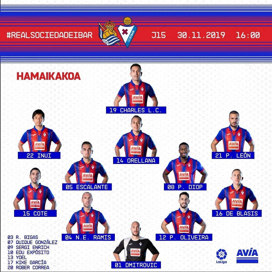 SDエイバルさんのインスタグラム写真 - (SDエイバルInstagram)「HAMAIKAKOA | ALINEACIÓN | LINE UP #RealSociedadEibar」11月30日 23時00分 - sdeibar