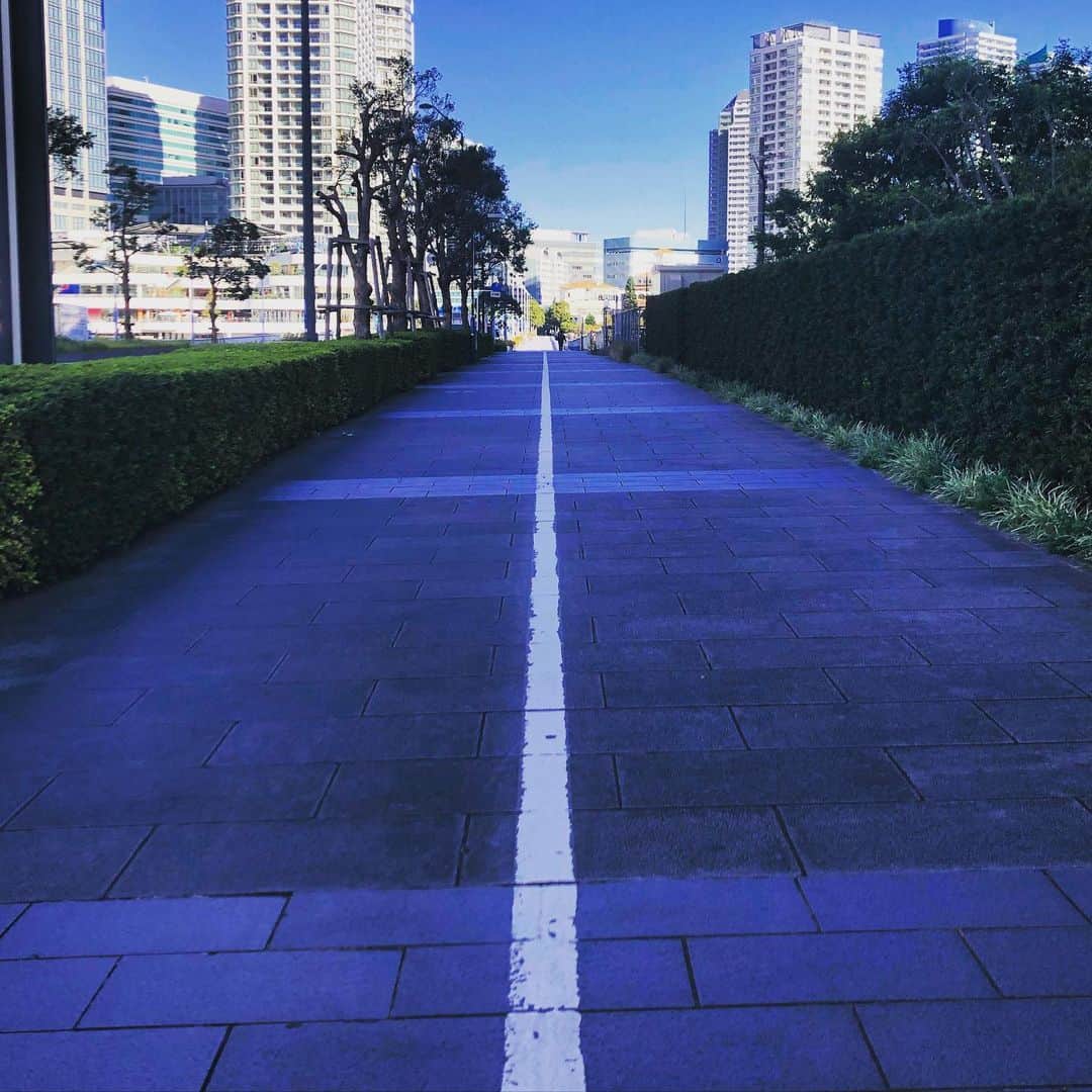 ハマカワフミエのインスタグラム：「まつすぐな道でさみしい  #yokohama  #minatomirai  #tanedasantoka」