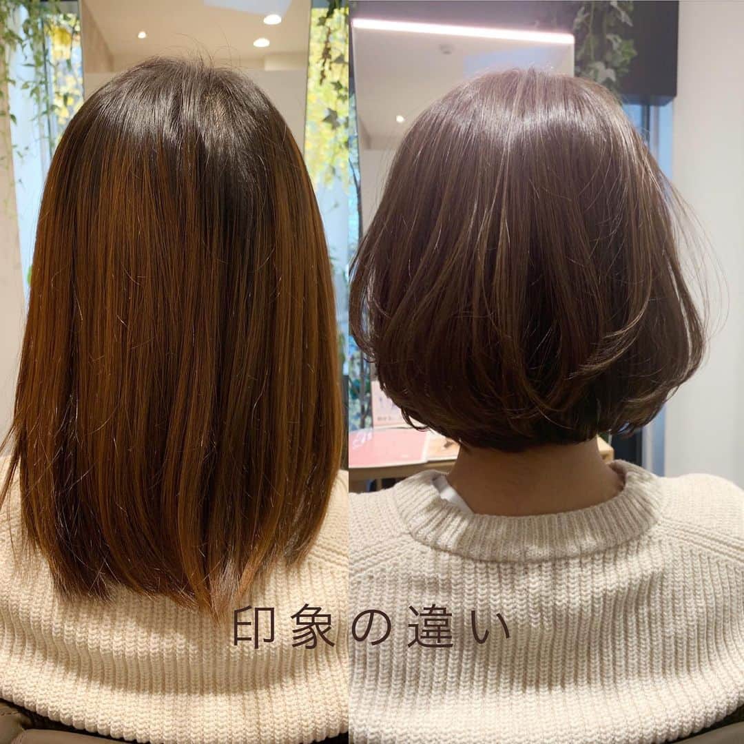 鮫島邦明のインスタグラム：「⭐︎NIAWASEイメージチェンジ⭐︎ ①なりたい女性像 大人ナチュラル🧑  ②バックフォルム 伸びきった状態のビフォーに対して 大人女性ナチュラルにするため Aラインのシルエットで大人要素を 丸みのフォルムで女性らしいさ  ⑤カラー シアな透け感を出すための8レベルモノトーンアッシュで上品さをプラス  avanceでは お客様の顔学を診断しなりたいイメージがあればそれをよりお客様にフィットさせ なりたいイメージが無ければ、ファッションや内面などを読み取り新たなスタイルを提案して新しいをご提案するNIAWASEカットであなただけのスタイルをお作りします^_^  気になる方は是非一度ご来店下さい。プロフィール欄のURLからご予約頂けます  #NIAWASE#美髪#ハイライト #アッシュカラー #梅田美容室 #梅田美容院 #ヘア#梅田ヘアスタイル #髪型 #ヘアセット #ヘアメイク #キラ水 #グラデーション #ホリスティックカラー #ヘアアレンジ #アレンジ #就活 #美容学生 #美容専門学校#gu #snidel #梅田美容師 #モデル #サロンモデル #サロモ #ヘアカタ #ショートヘア --------------------------------------. 梅田と東京出店を計画中 スタッフ募集中メッセージくださいね★ AVANCE.CROSStuin梅田茶屋町 TEL06-6377-7211 AVANCE.CROSSmel c西梅田 TEL06-6348-2050 gif.hair TEL06-6377-7277 AVANCE.京橋 TEL06-6356-1555」