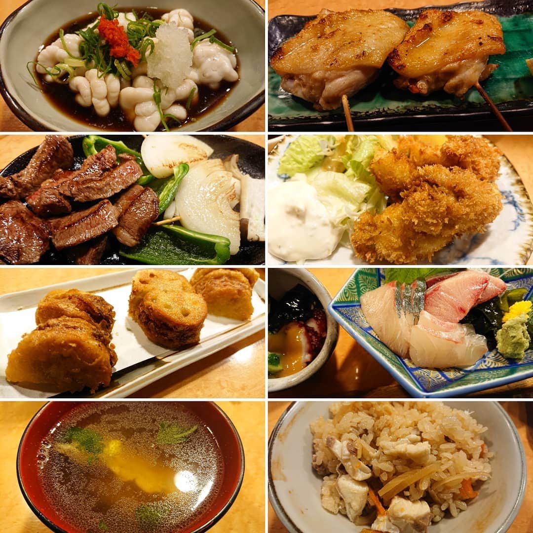 和田益典さんのインスタグラム写真 - (和田益典Instagram)「◆食い過ぎやろ . . . #場所教えないシリーズ . #タラ白子 #タラ白子ポン酢 #手羽塩 #焼肉 #カキフライ #レンコンはさみ揚げ #造り盛り #お吸い物 #鯛釜飯 #鯛 #ハマチ #刺し身 #晩ごはん #飯テロ #夕食 #beef #fish #chicken #rice #dinner #foodstagram #food #食事 #料理 #居酒屋 #美味 #delicious #osaka #japan . . さぁ明日から仕事頑張ろう。 . って、明日いきなり夜リハやけど…。 . 月曜からスタジオって結構きついんやけど頑張るから年明け18日来てやー。 .」12月1日 21時03分 - masunori_wada