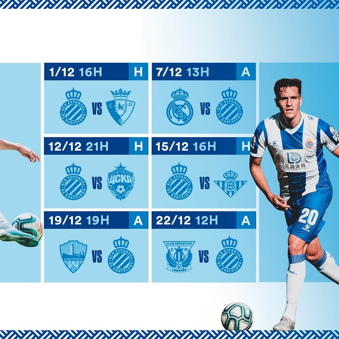 RCDエスパニョールさんのインスタグラム写真 - (RCDエスパニョールInstagram)「🗓️⚽️ Our December calendar! ⚪️🔵 - #Volem | #EspanyoldeBarcelona | #RCDE | #December」12月1日 17時36分 - rcdespanyol