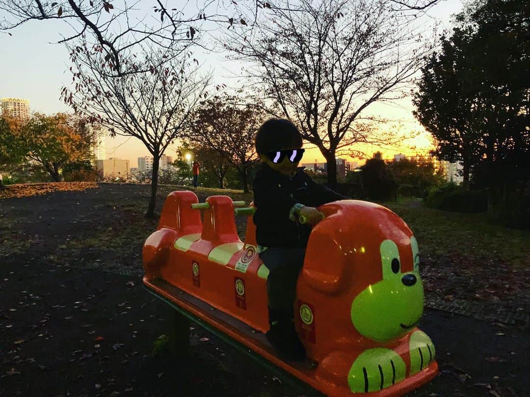 安田美沙子さんのインスタグラム写真 - (安田美沙子Instagram)「はんなを飼い始めた頃、西郷山公園に良く散歩に行ってた🐶懐かしいなぁ✨ 天気がいいと富士山が見えたり、真ん中にある背の低い桜の木が美しかったり。 このワンちゃんの遊具、思いのほかスピーディでびっくりした。笑 やるな息子。 . . . #instagood #date #boy #30months #beautiful #park  #小さい彼氏 #dog #japan #夕暮れ #大好きな時間」12月1日 20時16分 - yasuda_misako