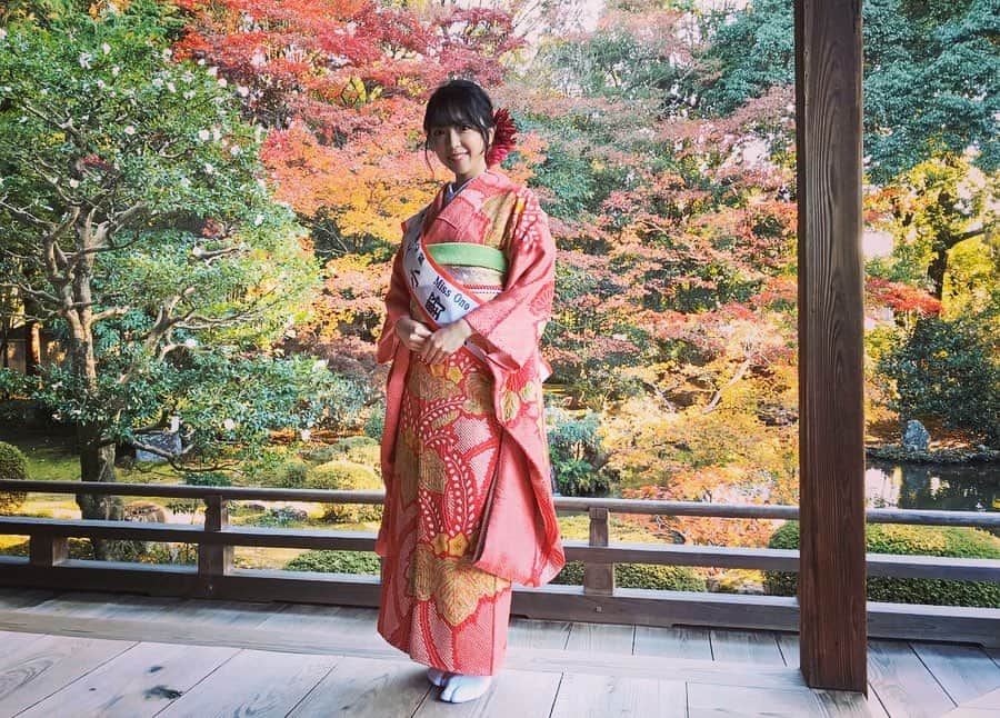 石原夕里朱さんのインスタグラム写真 - (石原夕里朱Instagram)「Autumn leaves ♡﻿ ﻿ #随心院 は﻿ ﻿ 紅葉がめちゃくちゃ綺麗でした🍁﻿ ﻿ ピークは先週ぐらいやったみたいですが、﻿ ﻿ 池に浮かんでいる落ち葉もまた風情があります☺️💓﻿ ﻿ 昨日も結婚式の前撮りで﻿ ﻿ 何組もの方がいらっしゃっていた程﻿ ﻿ 人気な#紅葉スポット でもあります✨﻿ ﻿ 京都に行かれる際は是非随心院にも﻿ ﻿ 足を運んで下さいね😊❤️﻿ ﻿ #Kyoto #Zuishinin #missononokomachi #kimono #kimonohair #hairarrange #genic_kyoto #instakyoto #instagood #photooftheday #instadiary #京都 #小野小町 #ミスコン #ミス小野小町 #紅葉 #インスタ映え #映えスポット #着物 #振袖 #りぃ京都 #👘」12月2日 10時45分 - ri_hannari