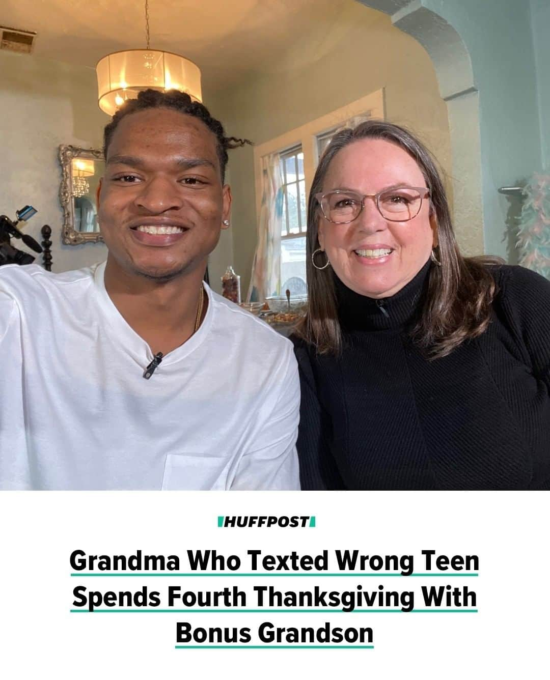 Huffington Postさんのインスタグラム写真 - (Huffington PostInstagram)「Love this. 🙏 Former strangers Wanda Dench and Jamal Hinton continued their sweet tradition of spending Thanksgiving together — and it all started from one accidental text. “I just feel my life has been enriched since he’s come into it,” Dench said of Hinton during an interview. In 2016, Dench, who thought she was messaging her grandson, sent a then-17-year-old Hinton a text inviting him to Thanksgiving dinner. Dench quickly realized she texted the wrong person after the pair exchanged selfies, but that didn’t stop her from inviting the teen over for dinner anyway. Hinton and Dench’s story captured the hearts of people everywhere after the now-20-year-old shared their text exchange on Twitter. // Head to the link in bio for their full story. // 📷: Jamal Hinton」12月3日 1時05分 - huffpost