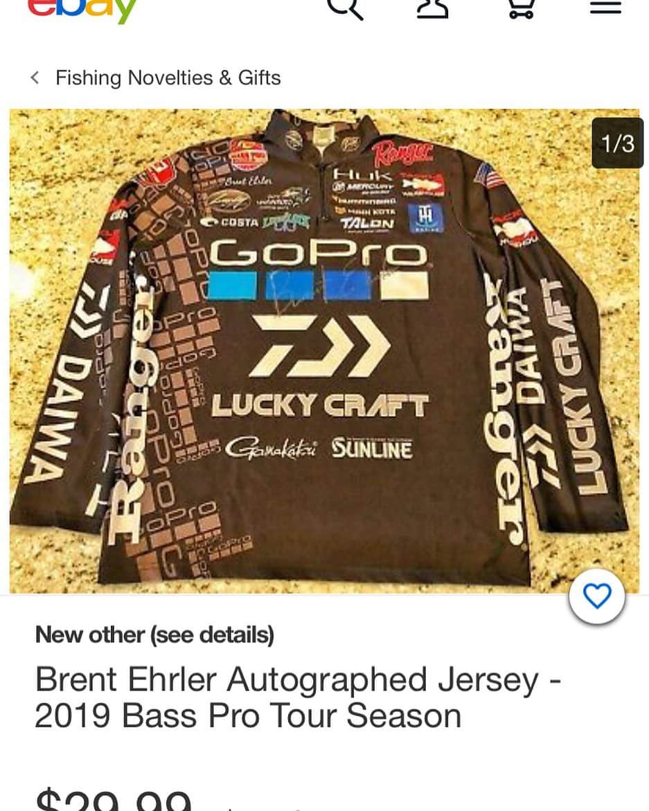 Brent Ehrlerさんのインスタグラム写真 - (Brent EhrlerInstagram)「For the last few years I’ve been giving my battle tested jersey to Glenn Walker so he can raffle it away on eBay...all proceeds from the auction go to St Judes fundraising campaign. Link is in my bio for eBay. If anyone can help please do! @glennwalkerfishing」12月3日 1時37分 - brentehrlerfishing