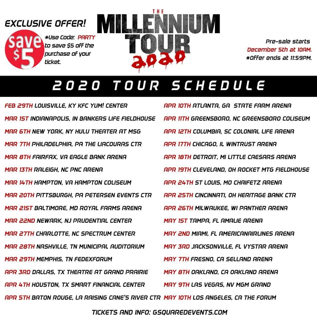 バウ・ワウさんのインスタグラム写真 - (バウ・ワウInstagram)「#millenniumtour2020Tour DATES Bow Wow x @omarion #faceoff 🚨 Pre-sale starts this THURSDAY at 10AM! 🚨 Tag all your friends and let ‘em know that the tour’s pre-sale starts Thursday at 10AM local time.  Pre-sale code: PARTY or HITS to save $5 off the purchase of your ticket. .  General on sale starts Friday at 10AM.  More cities to be announced.  Join the tour’s email list and check out ticket links at 👉 GSquaredEvents.com. #Bowwow #Omarion」12月3日 0時19分 - shadmoss