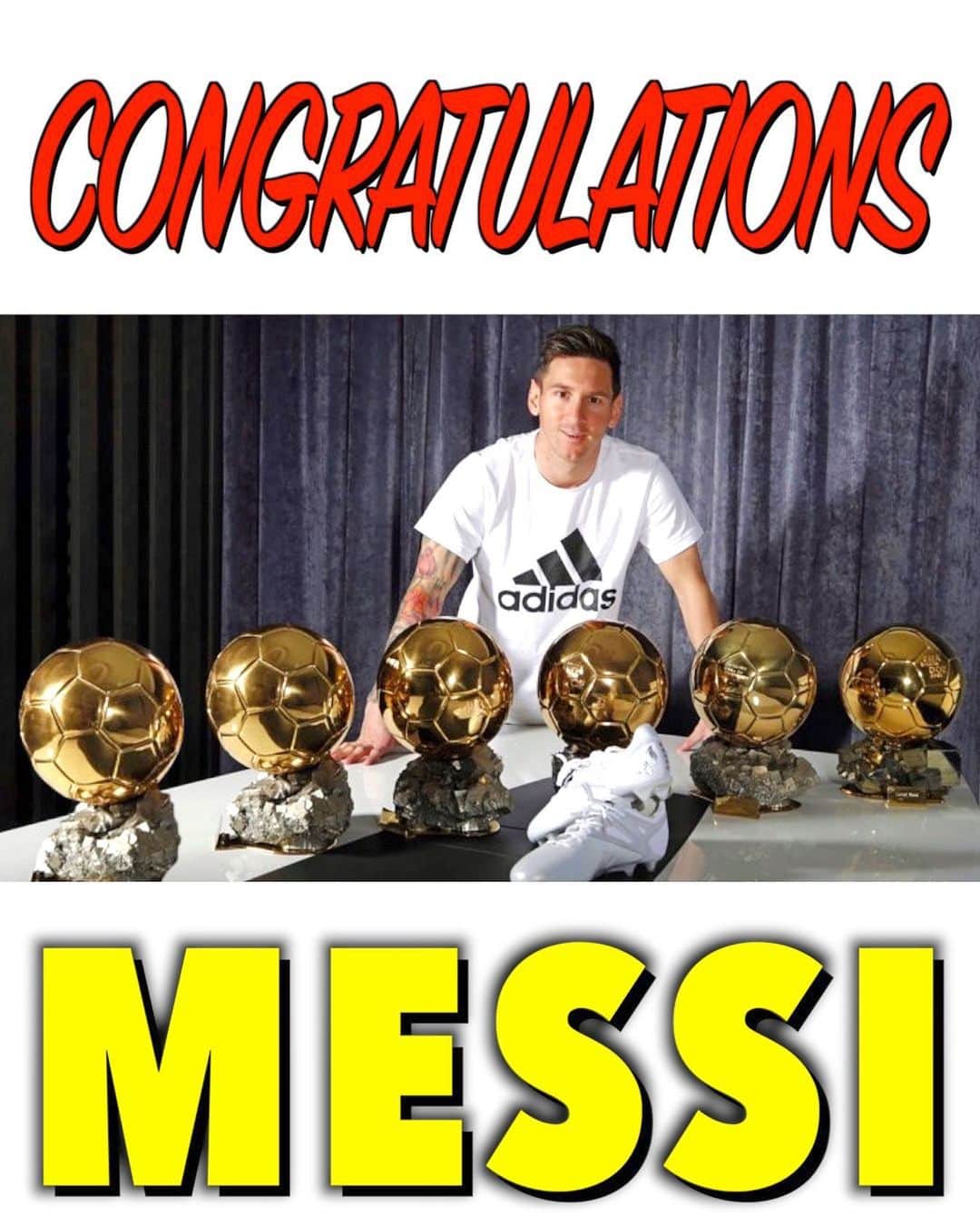 F2Freestylersのインスタグラム：「BREAKING: Lionel Messi wins his 6th Ballon D’or! 🏆🏆🏆🏆🏆🏆 DROP A ‘🐐’ DOWN BELOW IF YOU THINK @leomessi IS THE GREATEST OF ALL TIME! 🔥」