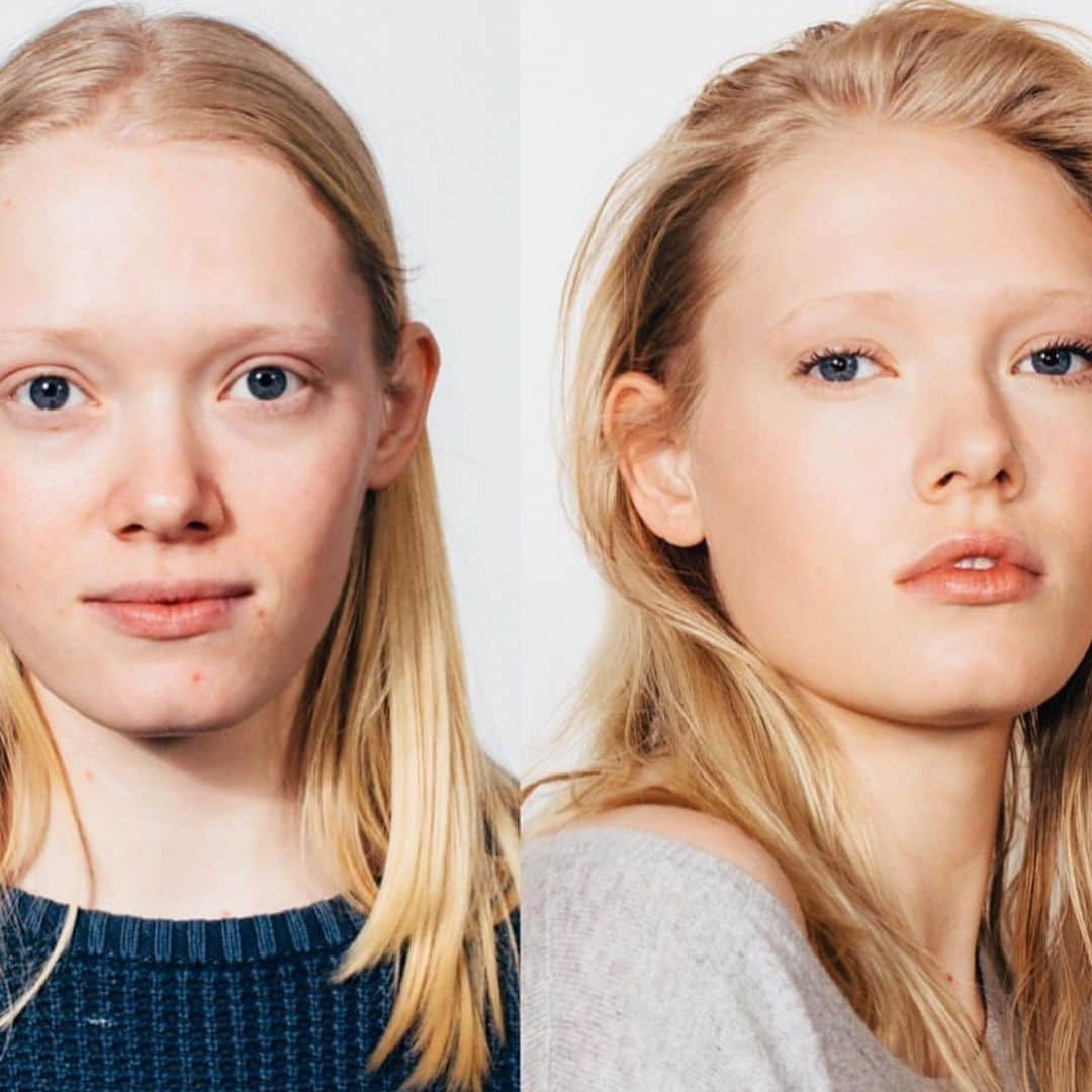 ボビー・ブラウンのインスタグラム：「Meet @betsyteske who looks like a school kid. I posted 3 of her finished looks. What I love is her fresh scrubbed looks. Even with a red lip. I kept eyebrow off for one but added them to the next two. As an artist, I’m always examining and questioning the finished product. Love to get your thoughts. #nocontouring needed. Photos by @benritterphoto.」