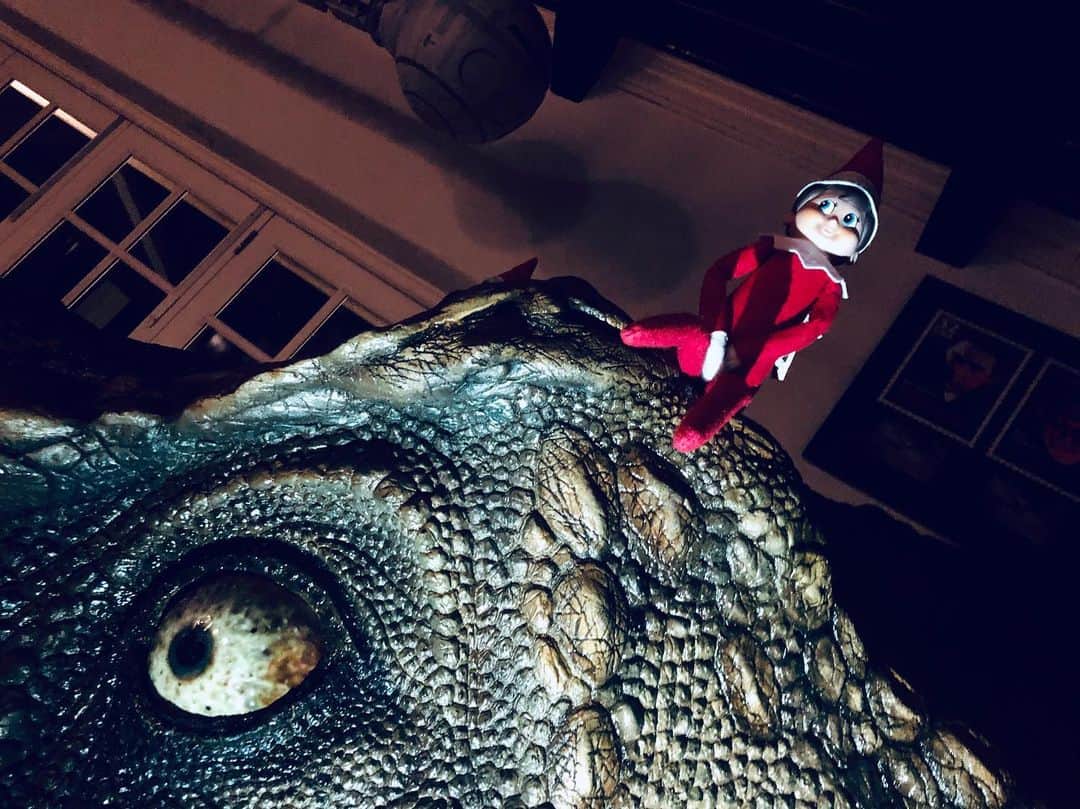 グレゴリー・ニコテロさんのインスタグラム写真 - (グレゴリー・ニコテロInstagram)「Elf on the T-Rex. #elfontheshelf #trex #jurassicpark #prop」12月3日 12時51分 - gnicotero