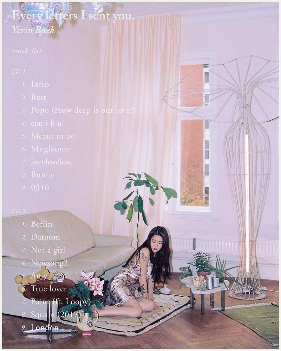 イェリンさんのインスタグラム写真 - (イェリンInstagram)「근데 사실 2CD야...... 많이 놀랐죠?  이번 앨범 처음부터 끝까지 들으면 정말 좋아요.  기대 많이 해주세요!  #Repost @bluevinyl.official ・・・ ⠀ ⠀ Yerin Baek 1st Full-Length Album [𝐄𝐯𝐞𝐫𝐲 𝐥𝐞𝐭𝐭𝐞𝐫 𝐈 𝐬𝐞𝐧𝐭 𝐲𝐨𝐮.] Tracklist ⠀ 2019.12.10. TUE. 6PM (KST) Release ⠀ ⠀ #백예린 #yerinbaek」12月3日 18時03分 - yerin_the_genuine