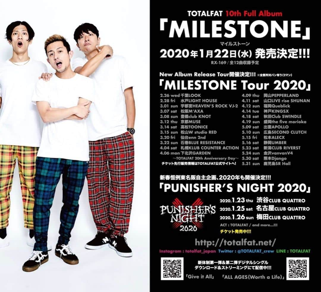 Shun さんのインスタグラム写真 - (Shun Instagram)「TOTALFAT 10枚目のアルバム『MILESTONE』、今日のマスタリング作業を以って完成🔥🔥🔥 ・ ・ 新体制、20周年イヤーで10枚目、何かと節目のとても大切な作品になる。 ・ ・ なぜ『MILESTONE』というタイトルをつけたのか、もうちょっと時間が経ったら詳しく書こうと思うので🤘🏻 ・ ・ 写真右:レコーディングエンジニアの細井さん／写真左: マスタリングエンジニアのタッキーさん ・ ・ ここから新しい歴史を刻んでいくので、宜しくス🤙🏻🤙🏻🤙🏻 ・ ・ そしてツアーもバリバリ全開で🔥」12月3日 21時17分 - totalfat.shun