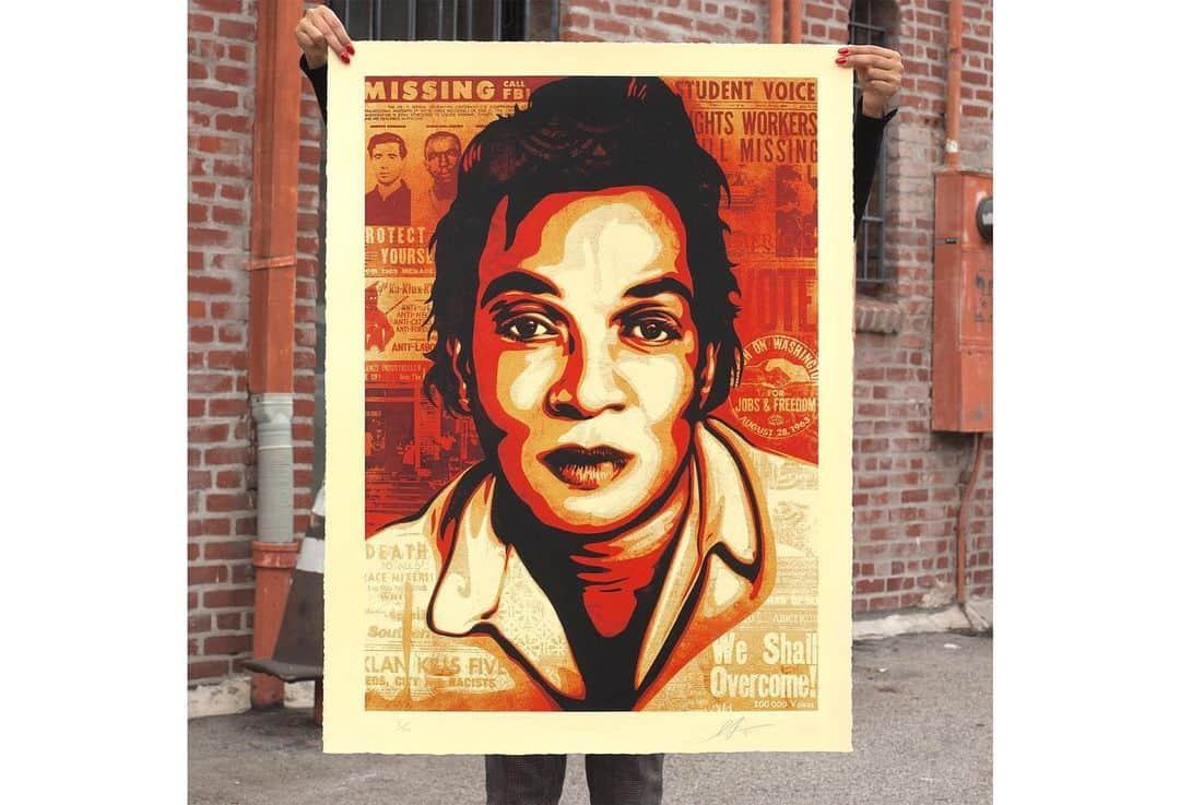 Shepard Faireyさんのインスタグラム写真 - (Shepard FaireyInstagram)「Every day should be #GivingTuesday! If you're looking for charities to support, be sure to check out my “American Civics” prints, where a portion of proceeds from each print will go to the corresponding charities (details below). This series is a collaboration between myself and @jimmarshallphoto's estate, which focuses on voting rights, gun control, prison reform, income inequality, and worker’s rights. The art I created for American Civics gives a face to social justice issues, to cultivate dialogue and encourage a vigorous push for solutions to societal problems. As part of this series, the “American Civics” exhibition was on view at @SubliminalProjects in 2016, but now these prints are available online! They are extremely limited, and are produced at a higher quality than my usual prints; all 30 x 40 inches, 4-color serigraph on varnished 100% cotton rag archival paper. Be sure to check out the details below! - Shepard ⠀⠀⠀⠀⠀⠀⠀⠀⠀⁣⁠⠀ Visit the link in bio to shop and support "American Civics" now. ⠀⠀⠀⠀⠀⠀⠀⠀⠀⁣⁠⠀ Workers’ Rights. A portion of proceeds will benefit United Farm Workers Foundation and the Jim Marshall Fellowship at UC Berkeley. ⠀⠀⠀⠀⠀⠀⠀⠀⠀⁣⁠⠀ Two Americas. A portion of proceeds will benefit @nokidhungry and the Jim Marshall Fellowship at UC Berkeley. ⠀⠀⠀⠀⠀⠀⠀⠀⠀⁣⁠⠀ Voting Rights. A portion of proceeds will benefit the NAACP Legal Defense and Educational Fund, Inc. @naacp_ldf and the Jim Marshall Fellowship at UC Berkeley. ⠀⠀⠀⠀⠀⠀⠀⠀⠀⁣⁠⠀ Gun Culture. A portion of proceeds will benefit @calibercollection and the Jim Marshall Fellowship at UC Berkeley. ⠀⠀⠀⠀⠀⠀⠀⠀⠀⁣⁠⠀ 4-Color Serigraph on Varnished 100% Cotton Rag Archival Paper. 30 x 40 inches. Signed by Shepard Fairey. $1,400. Max order: 1 per customer/household. *Orders are not guaranteed as demand is high and inventory is limited.* Multiple orders will be refunded. International customers are responsible for import fees due upon delivery.⁣ ⠀⠀⠀⠀⠀⠀⠀⠀⠀⁣⁠⠀ #givingtuesday #obey #obeygiant #jimmarshall #shepardfairey #charity #donate」12月4日 2時10分 - obeygiant