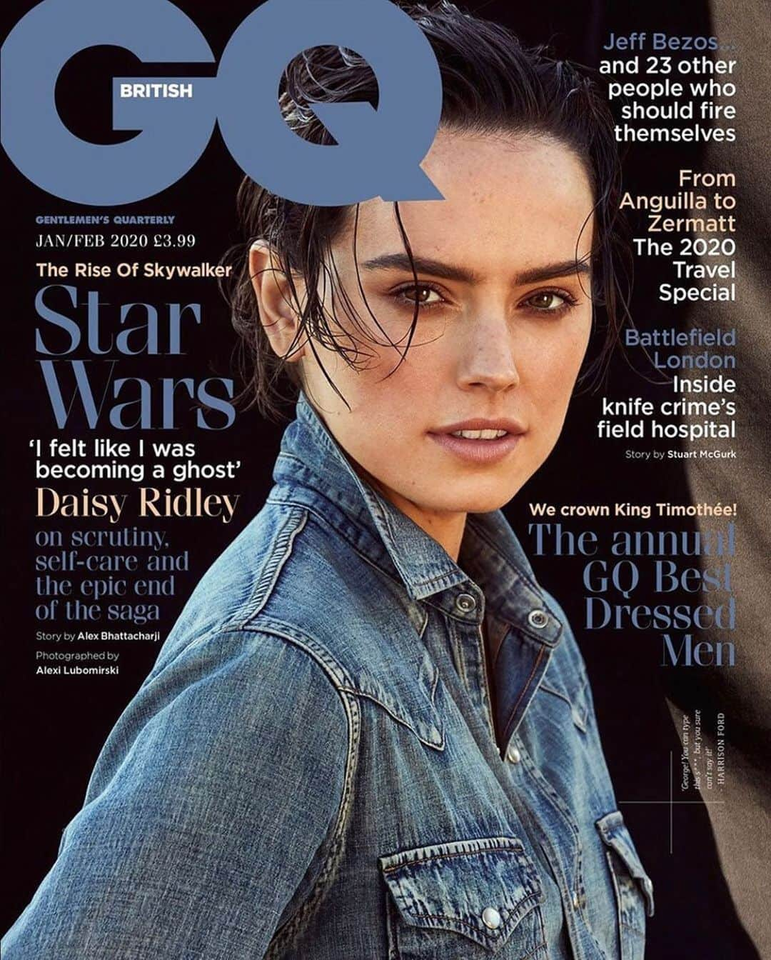 マラ・ロザックさんのインスタグラム写真 - (マラ・ロザックInstagram)「Holy Moly! This BEAUTY #DaisyRidley on the cover of @britishgq 💙hair by me! Make up @fionastiles photographer by @alexilubomirski #StarWars」12月4日 4時04分 - mararoszak